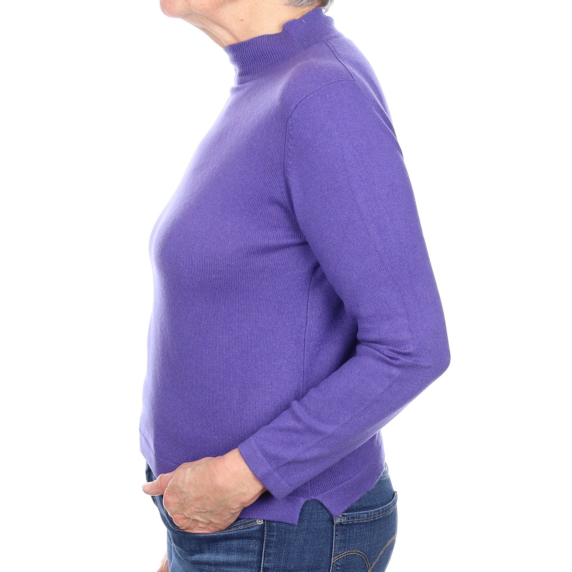 Pansy Purple Cashmere Turtle Neck Jumper Medium