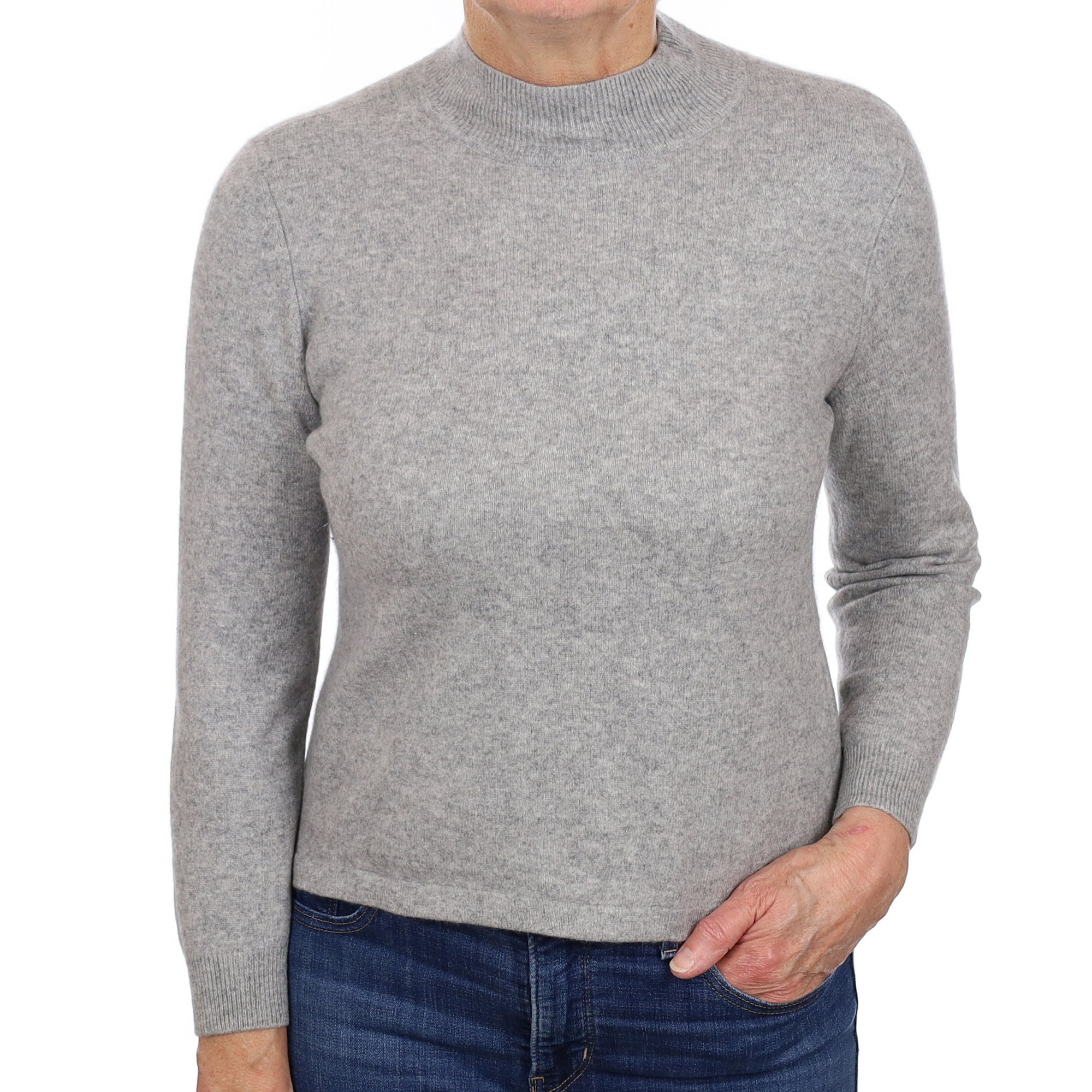 Smoke Grey Cashmere Turtle Neck Jumper Medium