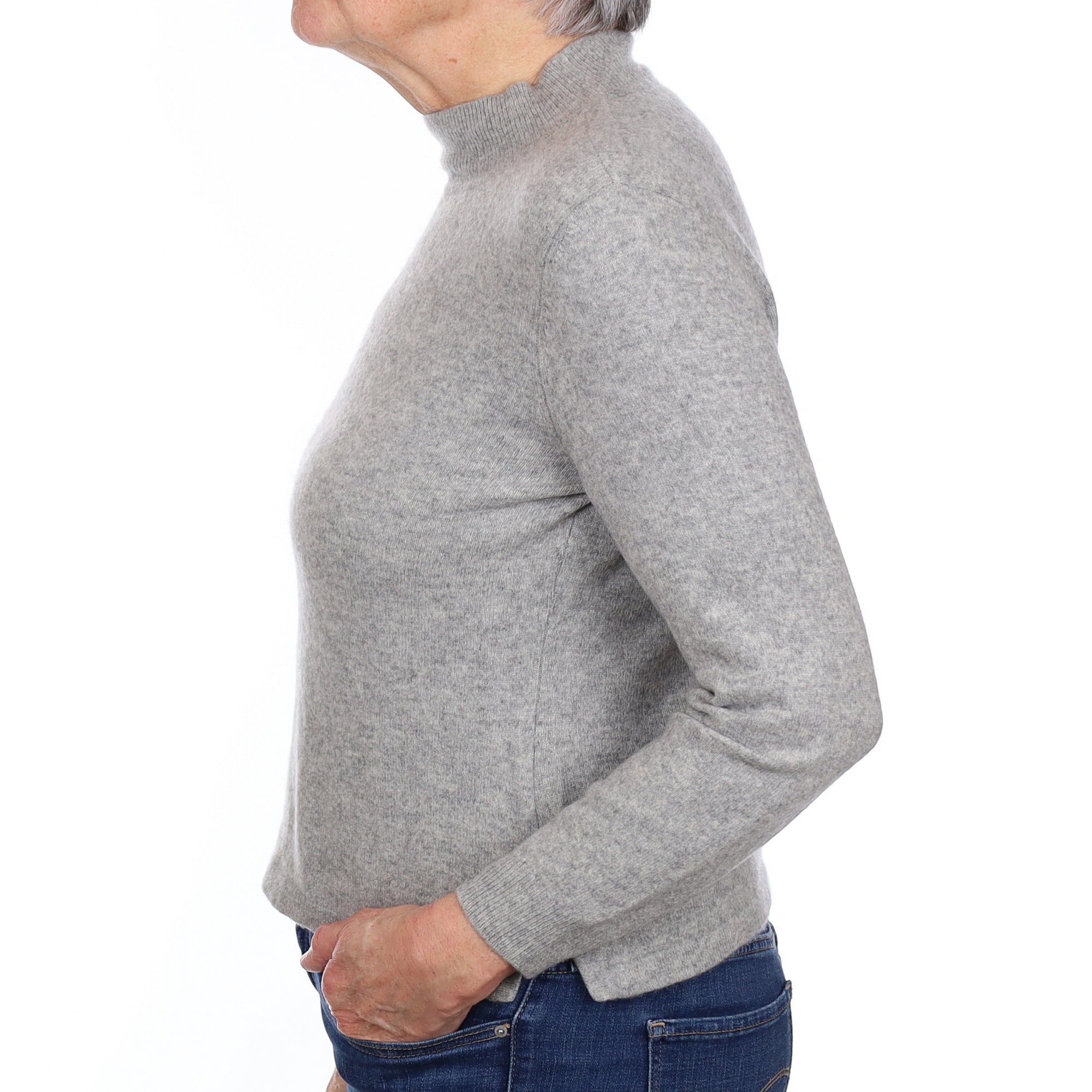 Smoke Grey Cashmere Turtle Neck Jumper Medium