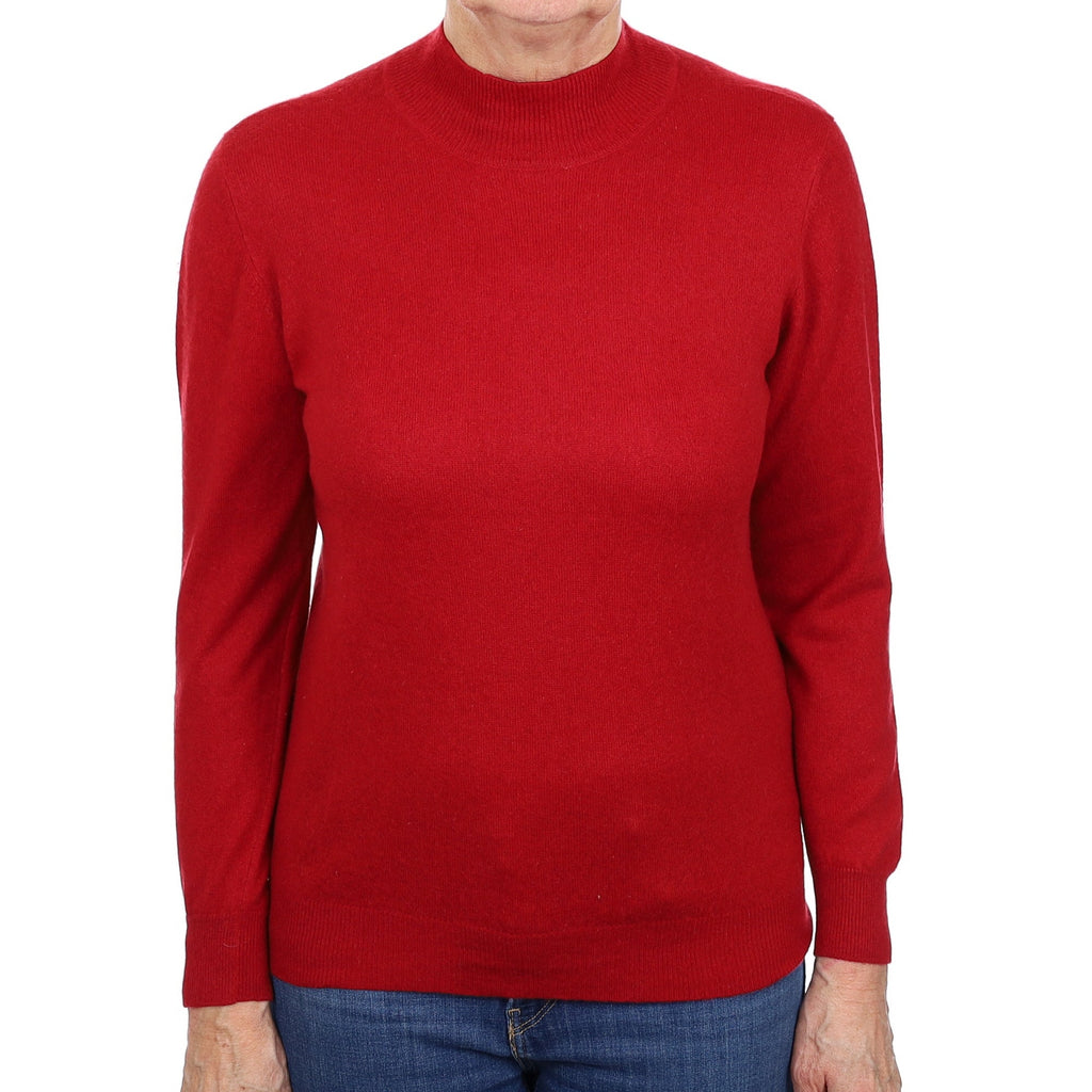 Crimson Red Cashmere Turtle Neck Jumper Medium