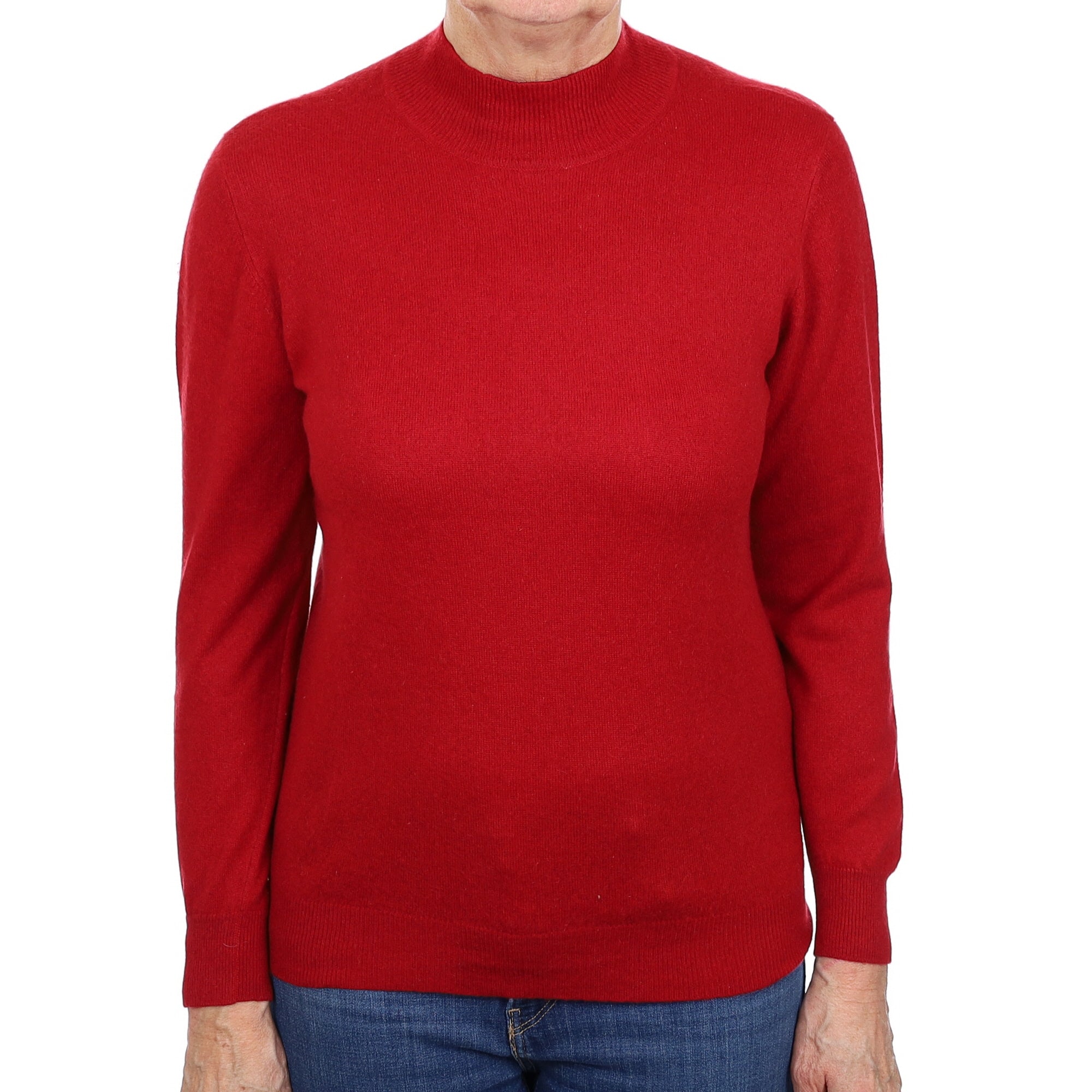 Crimson Red Cashmere Turtle Neck Jumper Medium