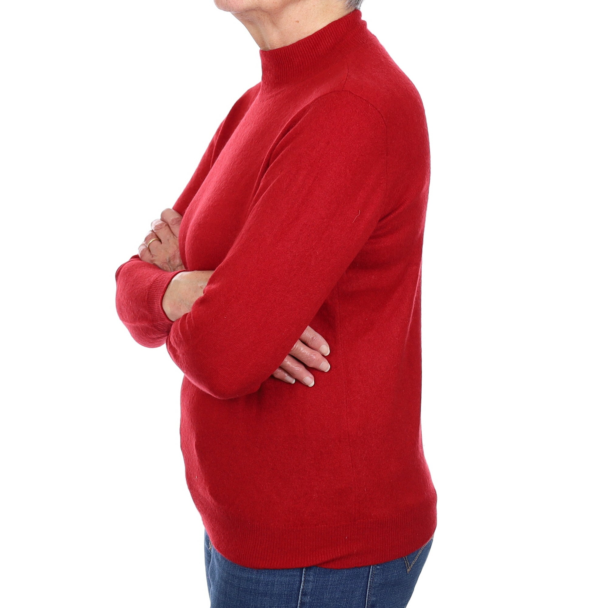 Crimson Red Cashmere Turtle Neck Jumper Medium