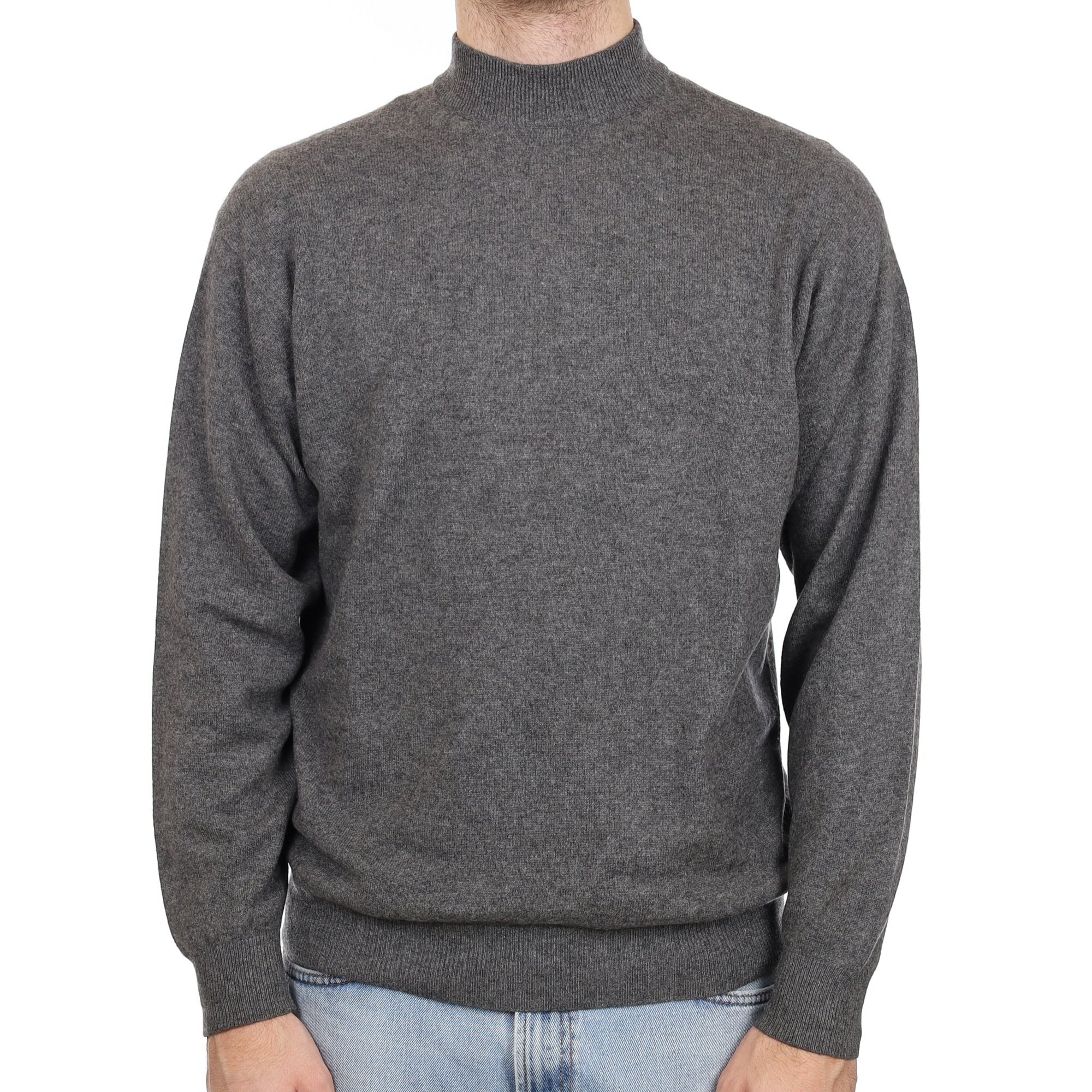 Men's Slate Grey Cashmere Turtle Neck Jumper Large