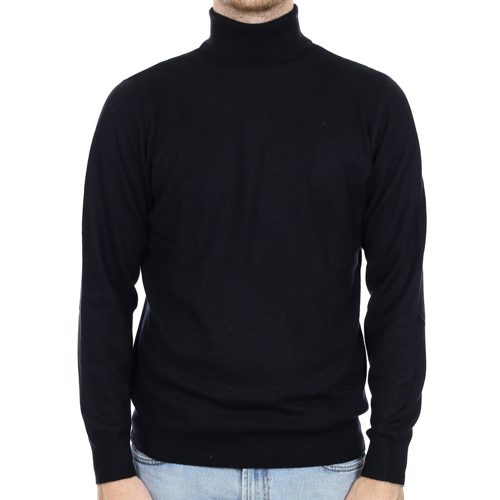 Men's Black Cashmere Polo Neck Jumper Large
