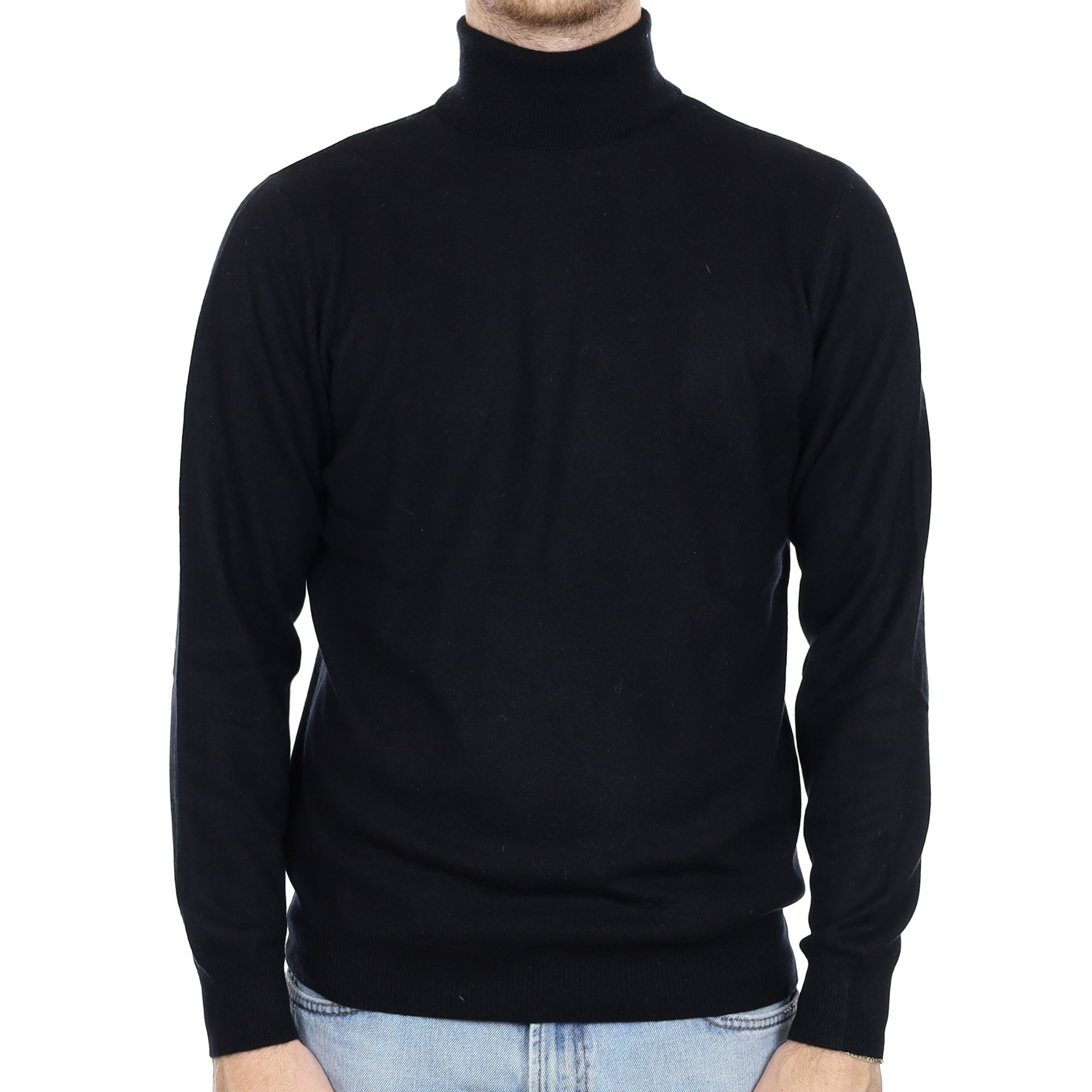 Men's Black Cashmere Crew Neck Jumper Large