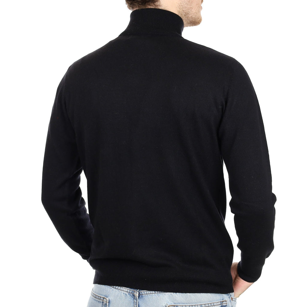 Men's Black Cashmere Polo Neck Jumper Large