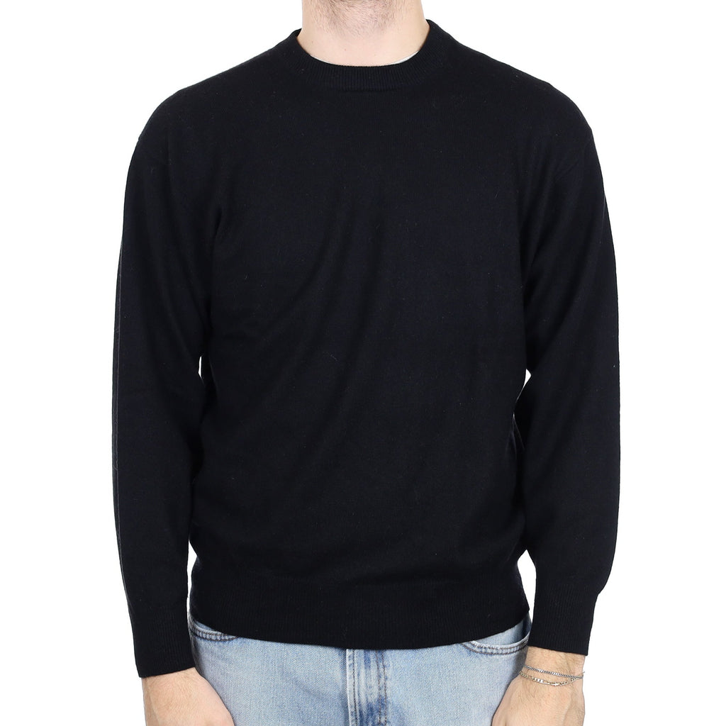 Men's Black Cashmere Crew Neck Jumper Large