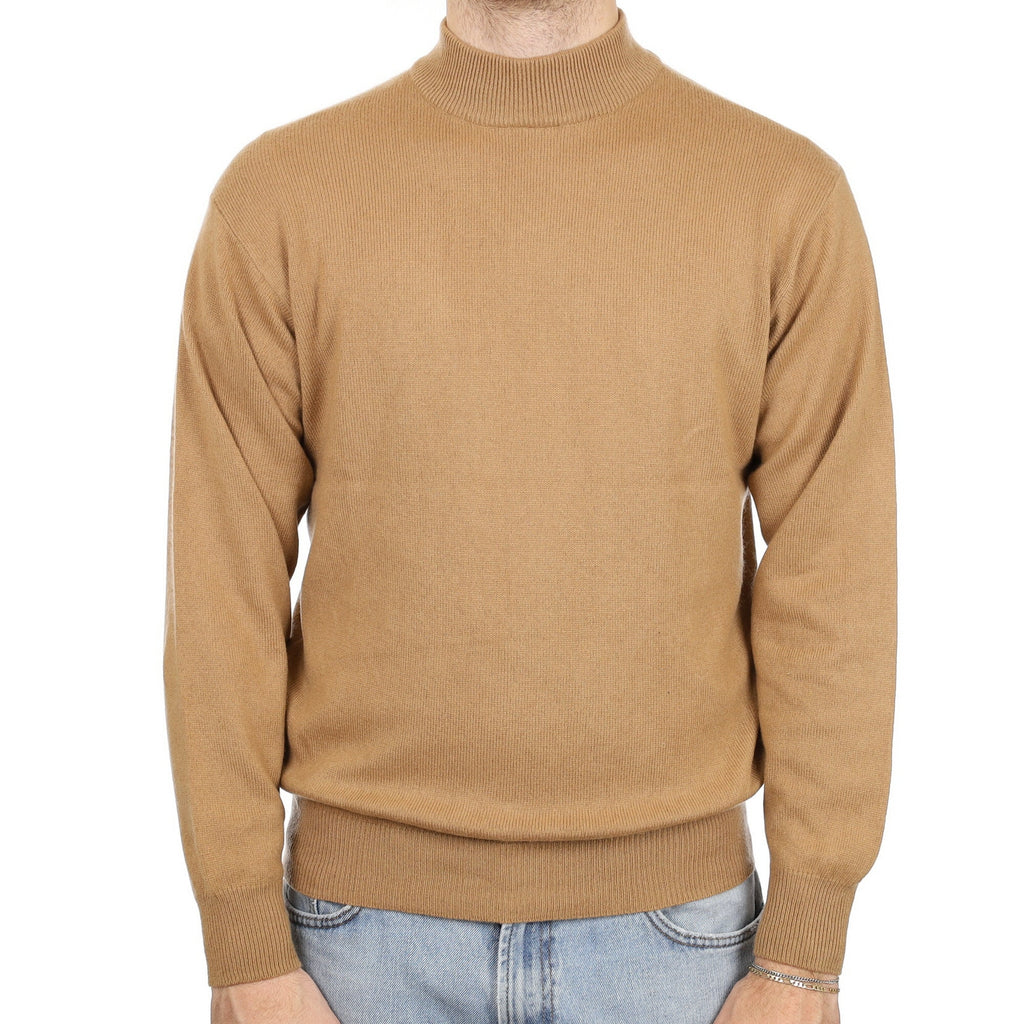 Men's Butterscotch Brown Cashmere Turtle Neck Jumper Large
