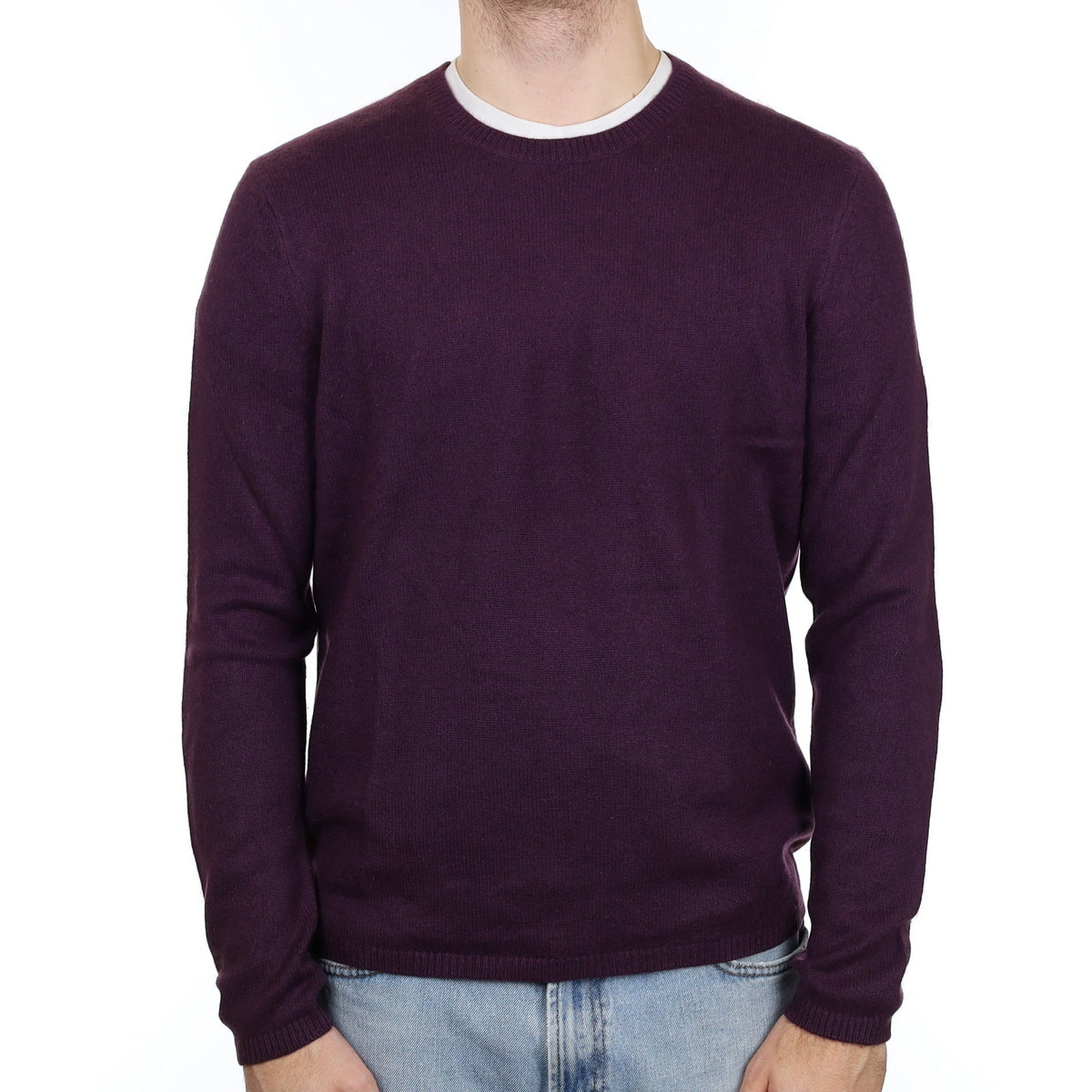 Men's Cos Aubergine Purple Cashmere Crew Neck Jumper Large