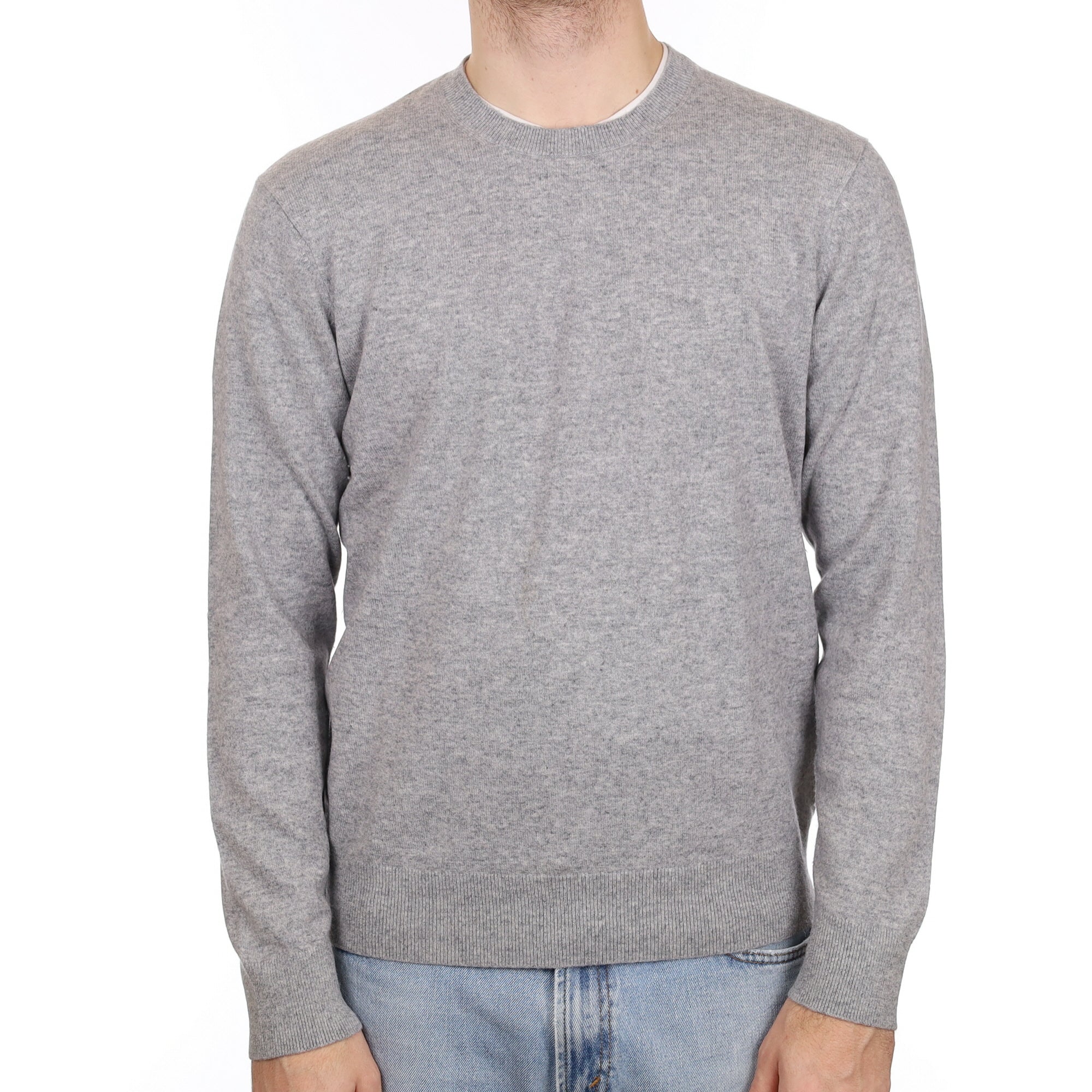 Men's Smoke Grey Cashmere Crew Neck Jumper Large