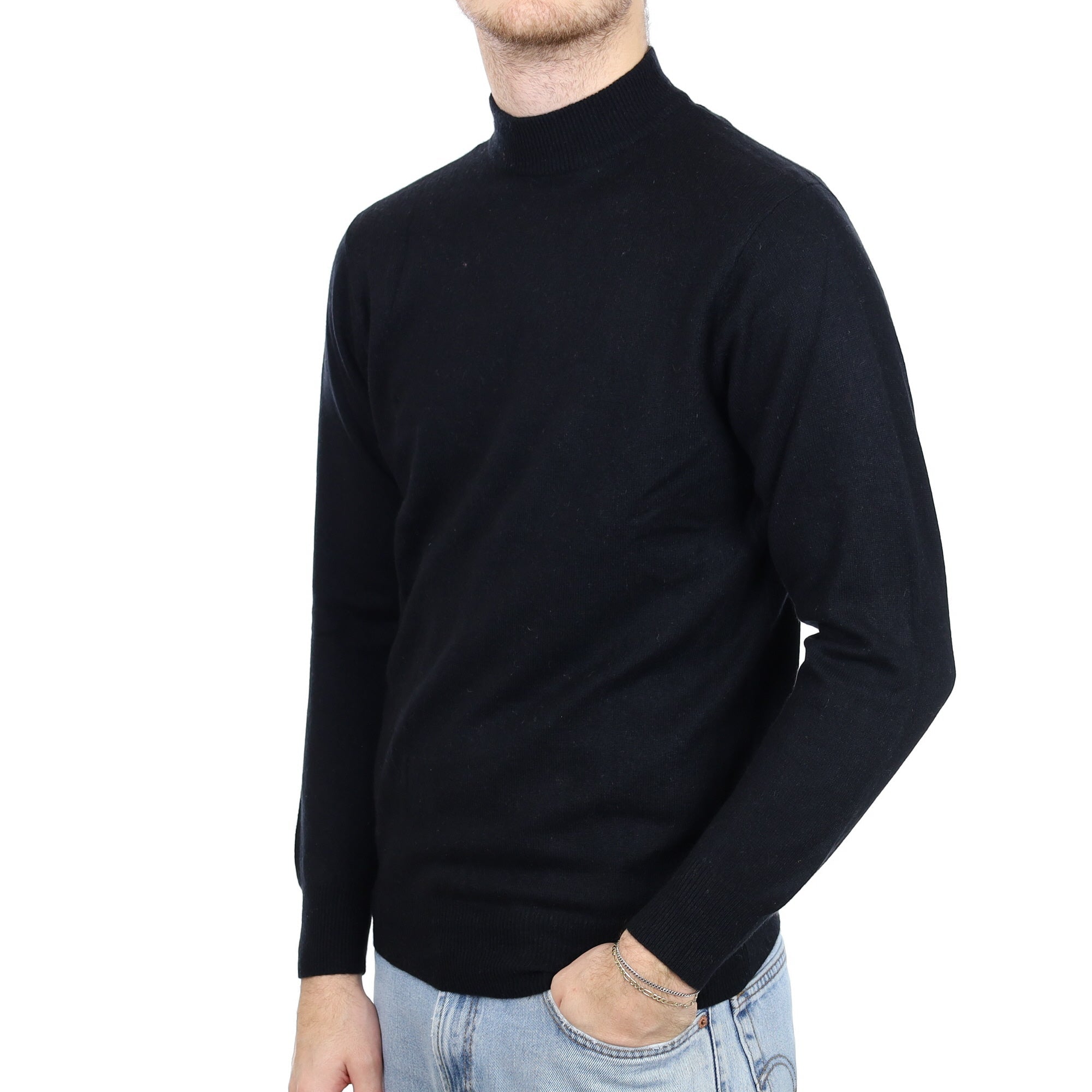 Men's Black Cashmere Turtle Neck Jumper Large