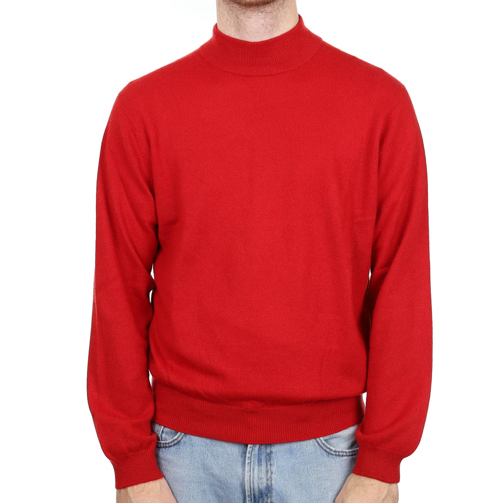 Men's Scarlet Red Cashmere Turtle Neck Jumper Large