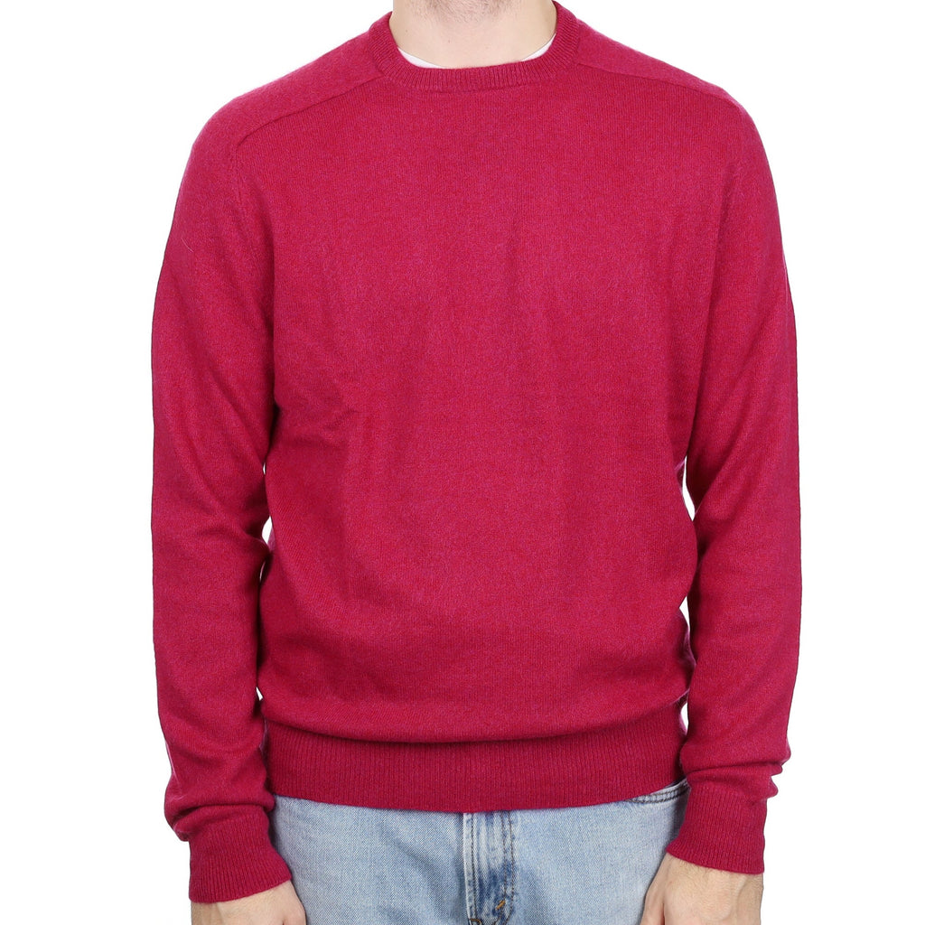Men's Cherry Pink Cashmere Crew Neck Jumper Large