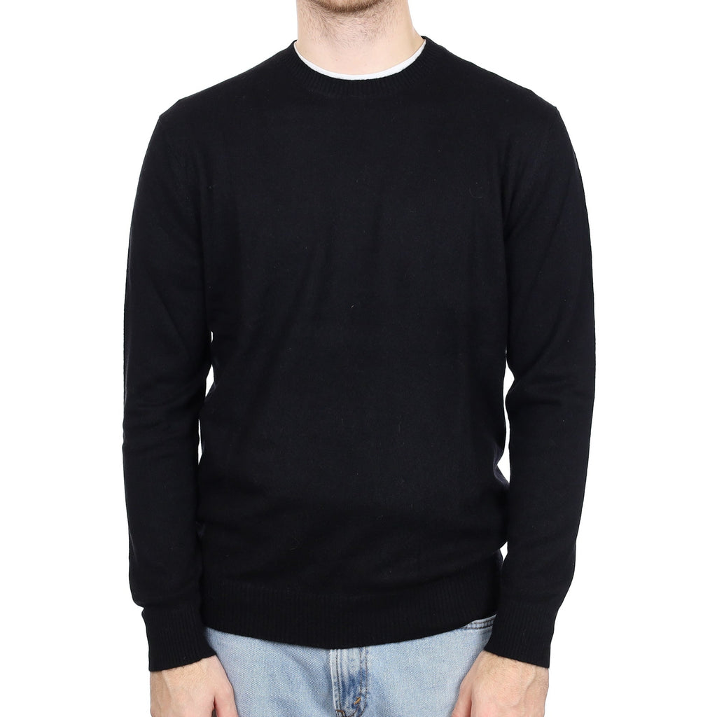 Men's Black Cashmere Crew Neck Jumper Large