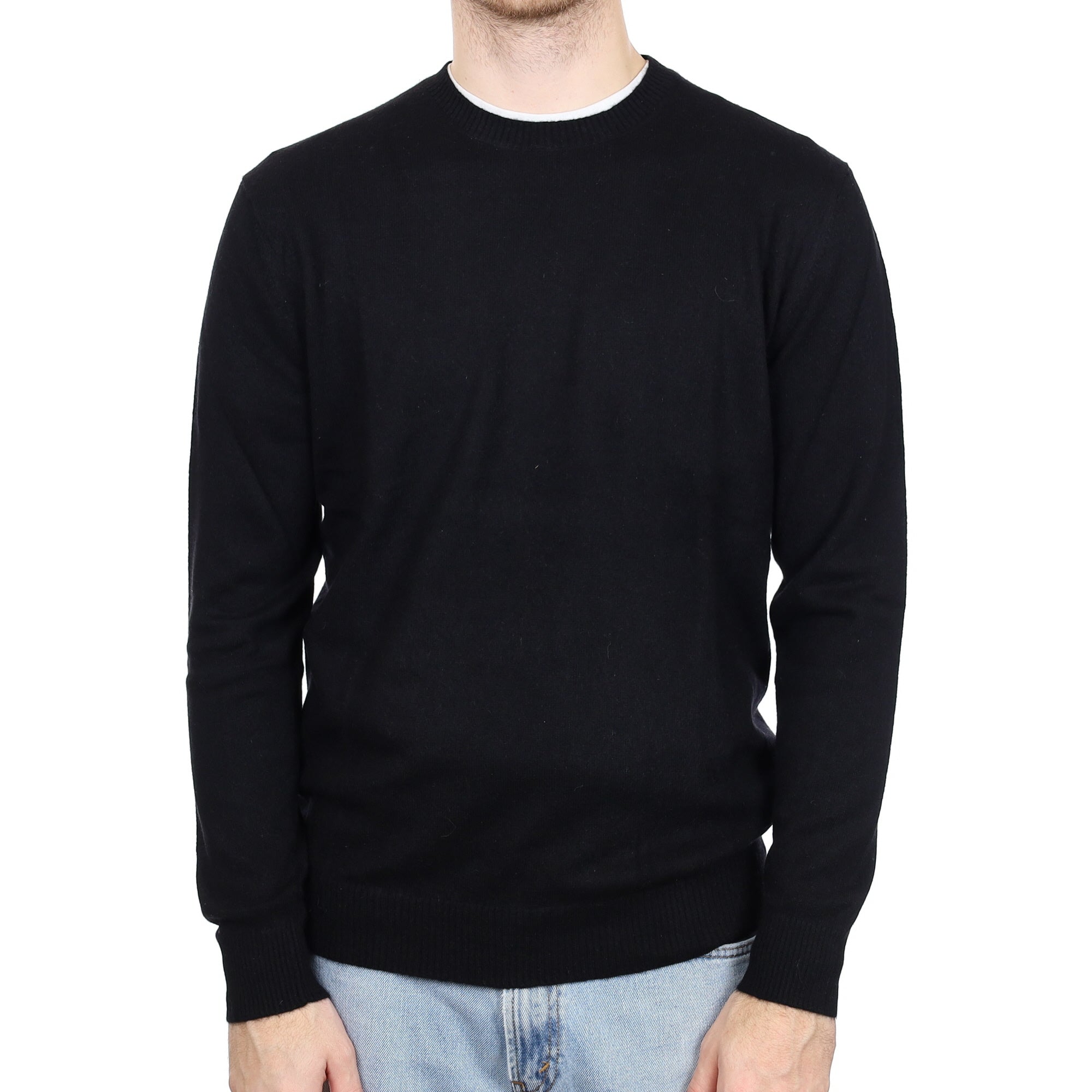 Men's Black Cashmere Crew Neck Jumper Large