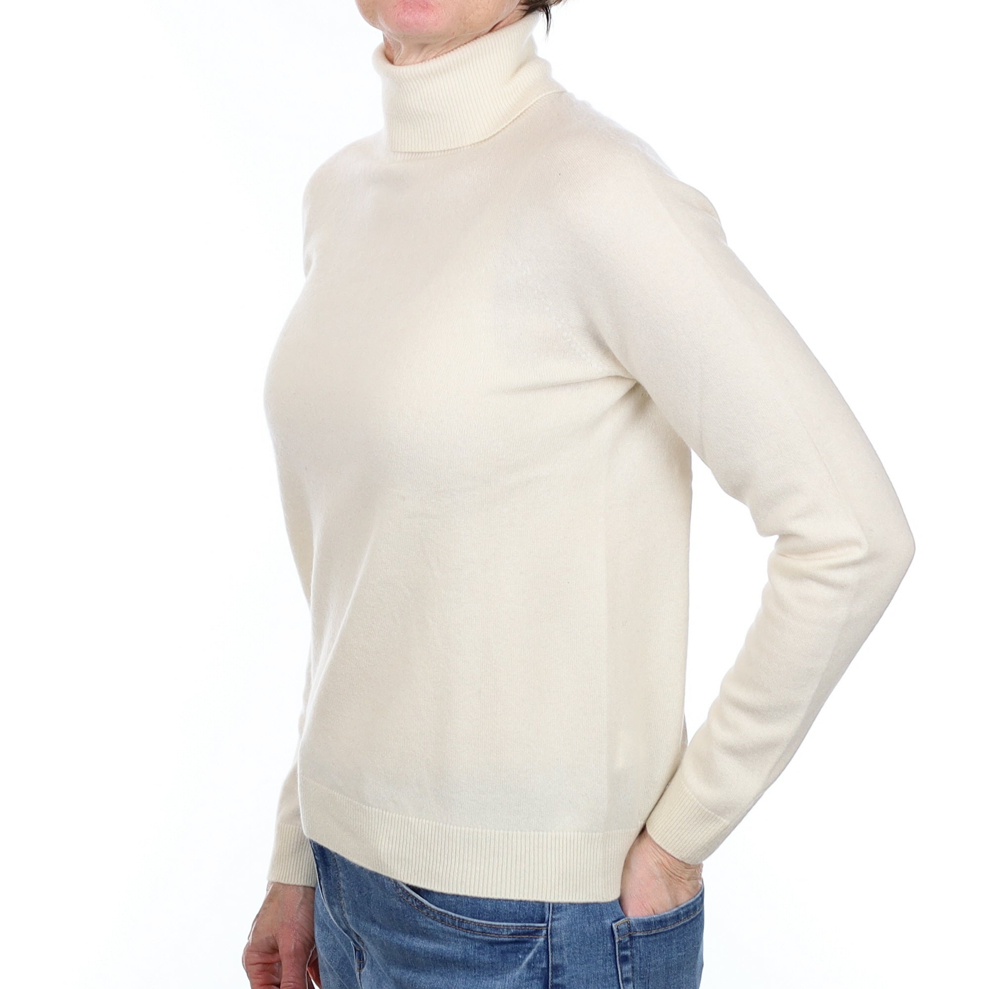 Cream Cashmere Polo Neck Jumper Small