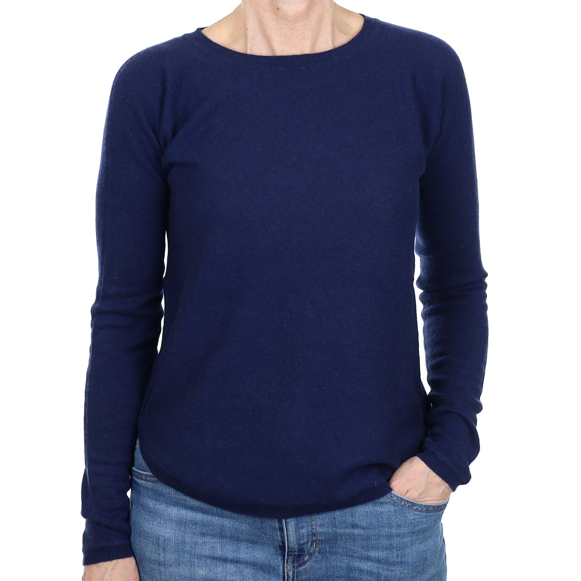 Navy Cashmere Batwing Crew Neck Jumper Small