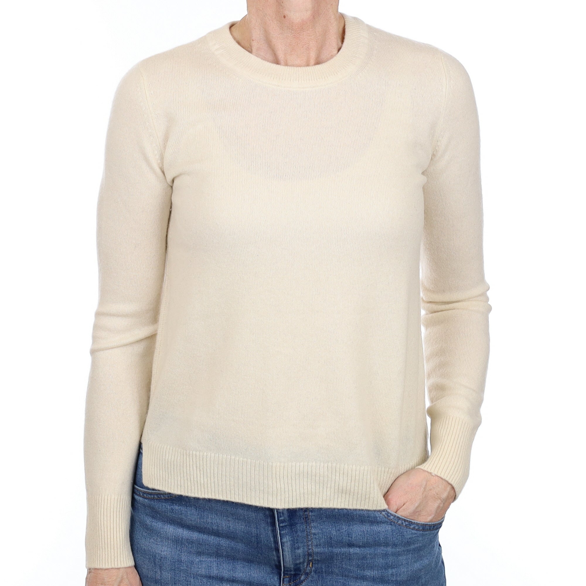 Ivory Cashmere Crew Neck Jumper Small