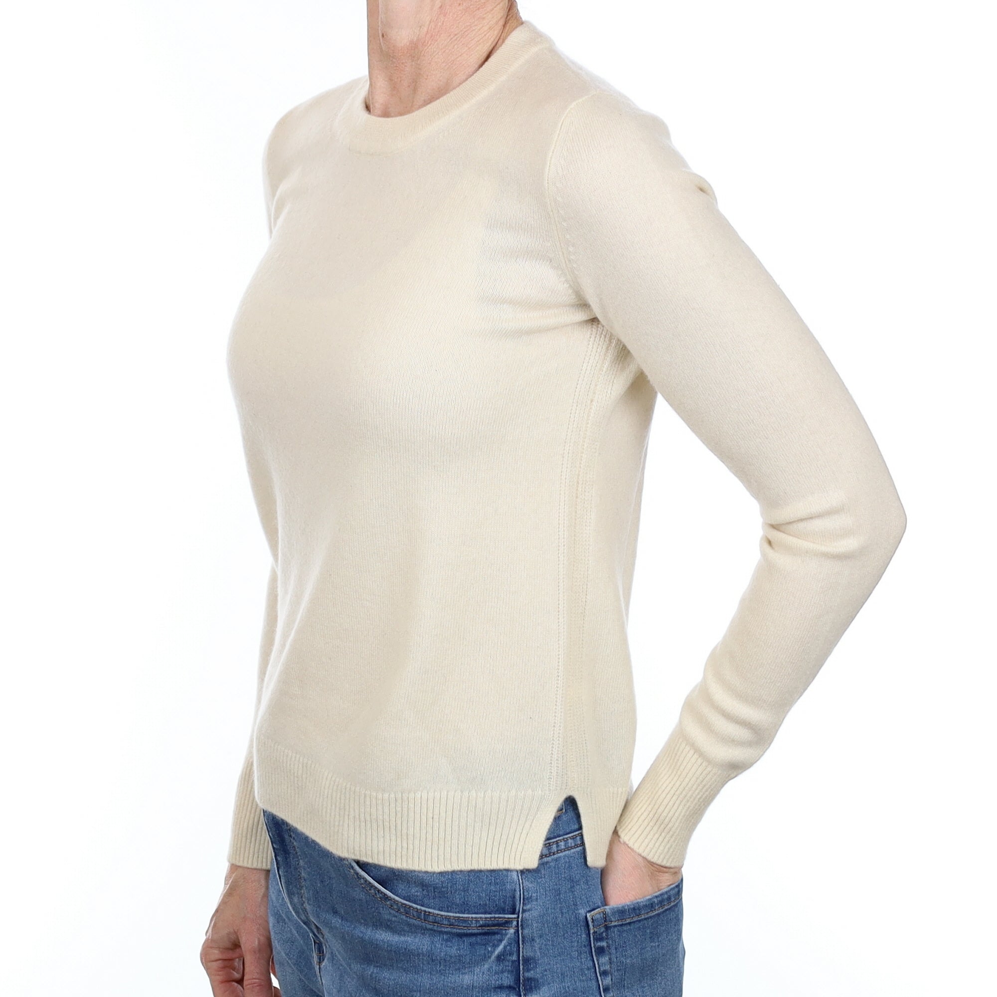 Ivory Cashmere Crew Neck Jumper Small