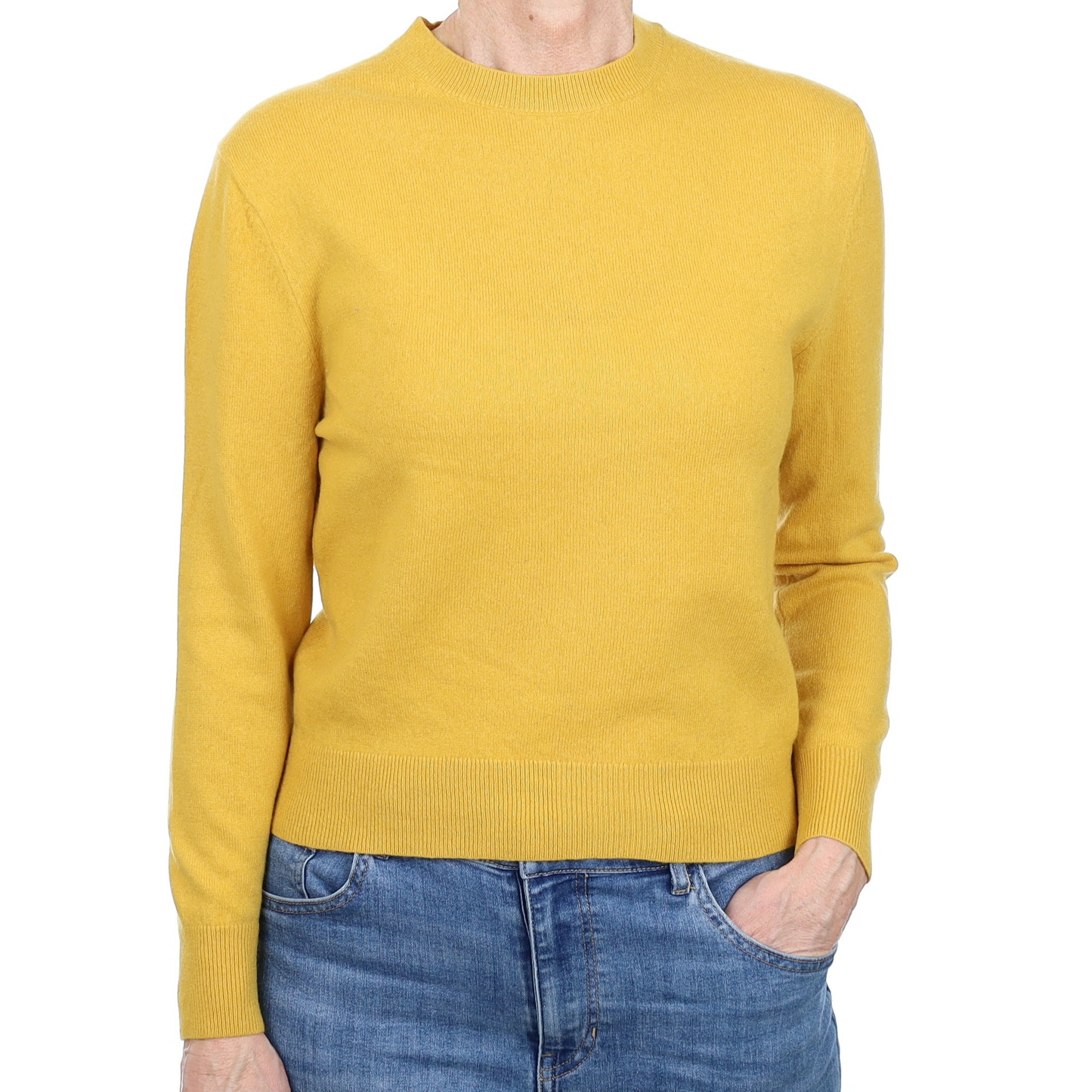 Mustard Yellow Cashmere Crew Neck Jumper Small