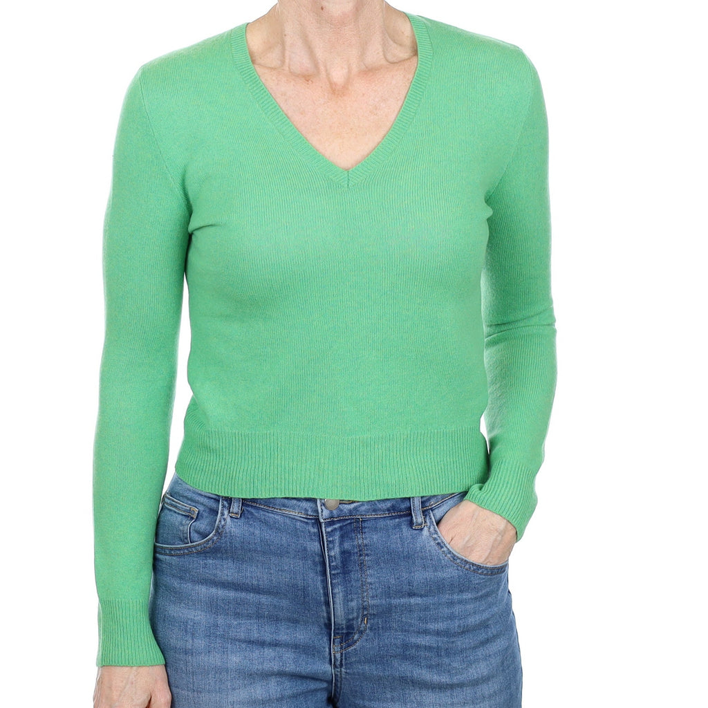 Ralph Lauren Jade Green Cashmere V Neck Jumper Small