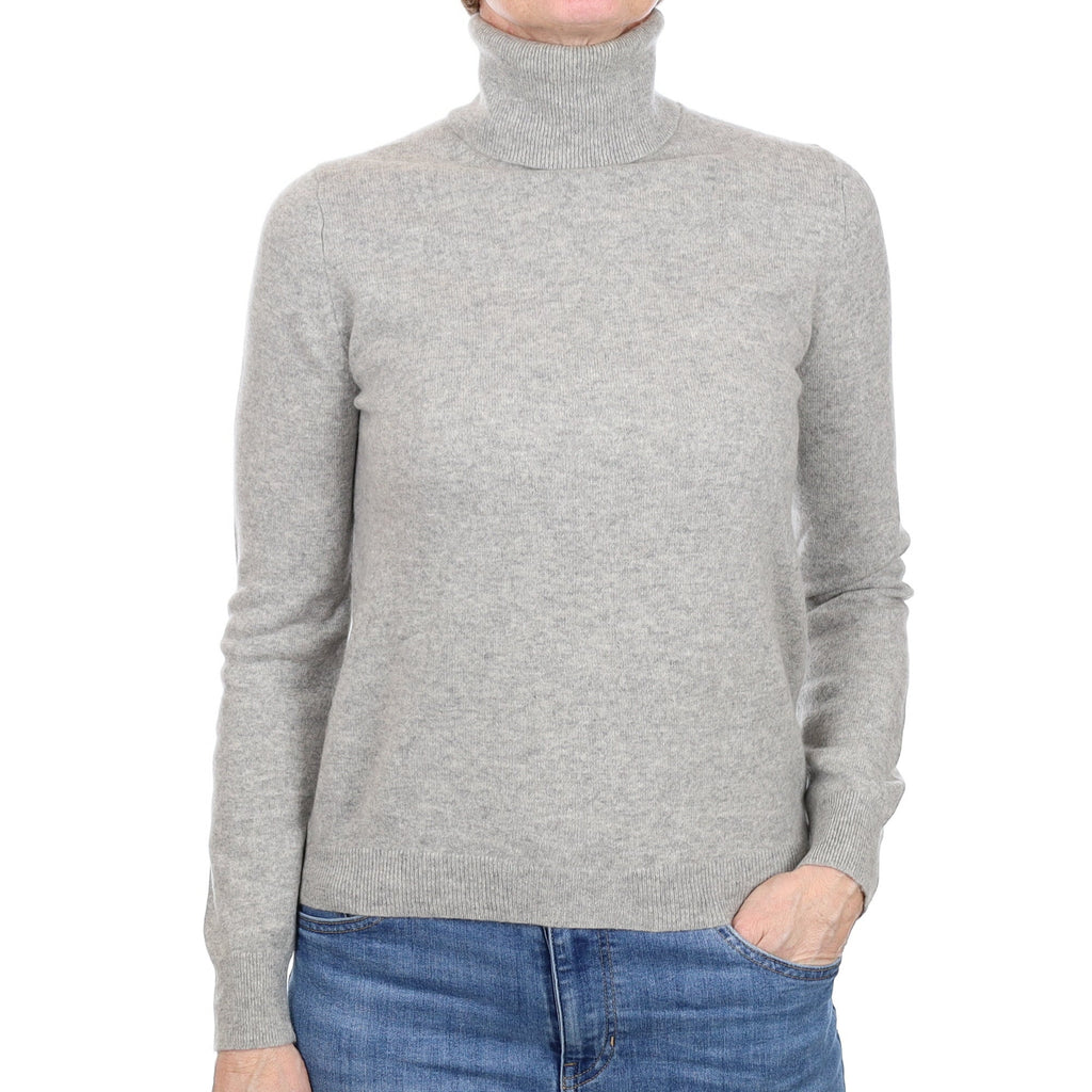 Smoke Grey Cashmere Polo Neck Jumper Small