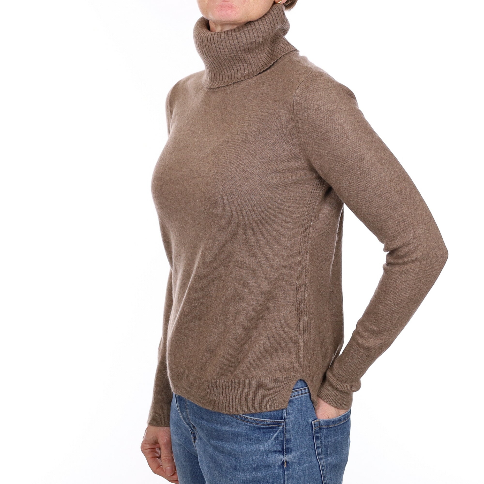 Donkey Brown Cashmere Polo Neck Jumper Small