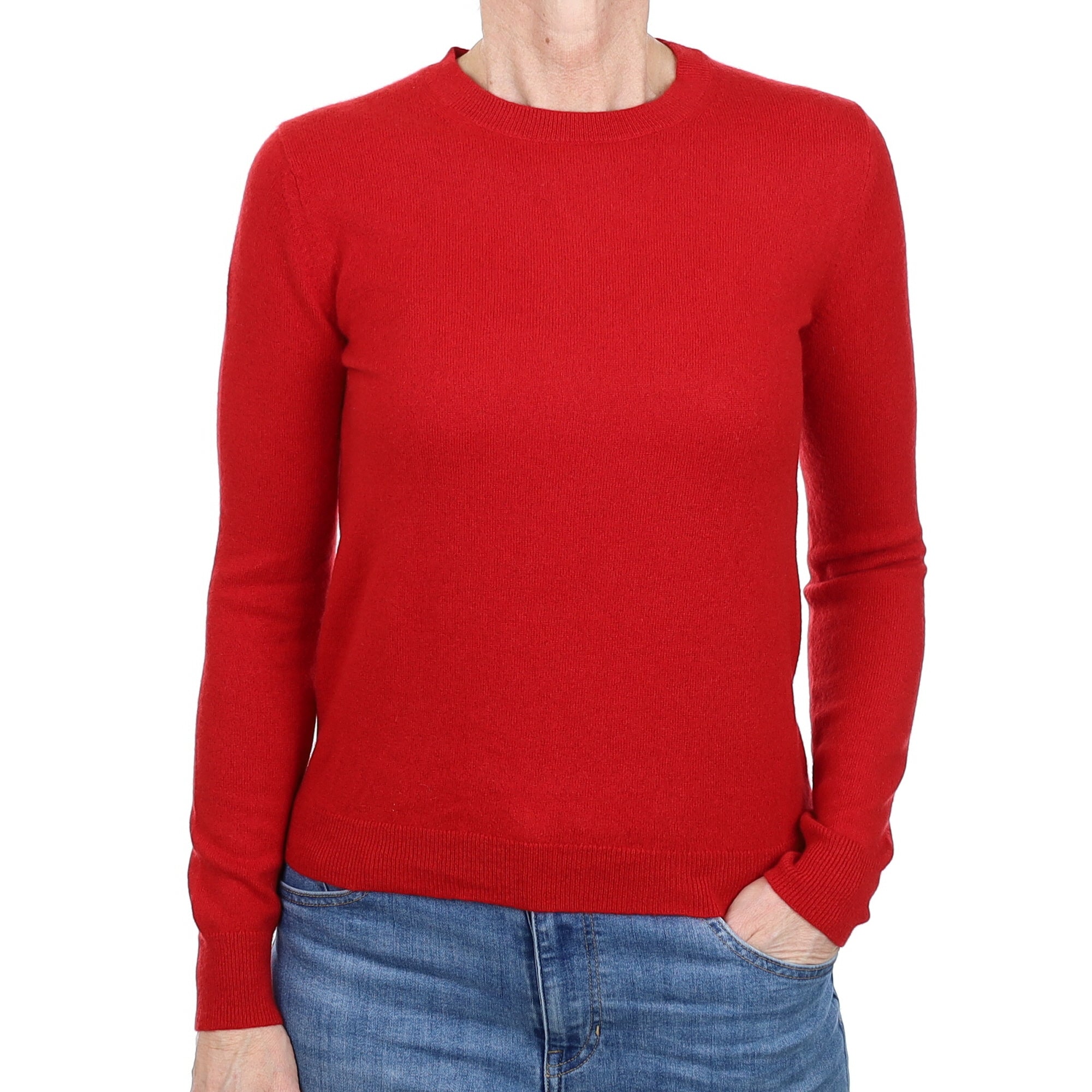 Post Box Red Cashmere Crew Neck Jumper Small