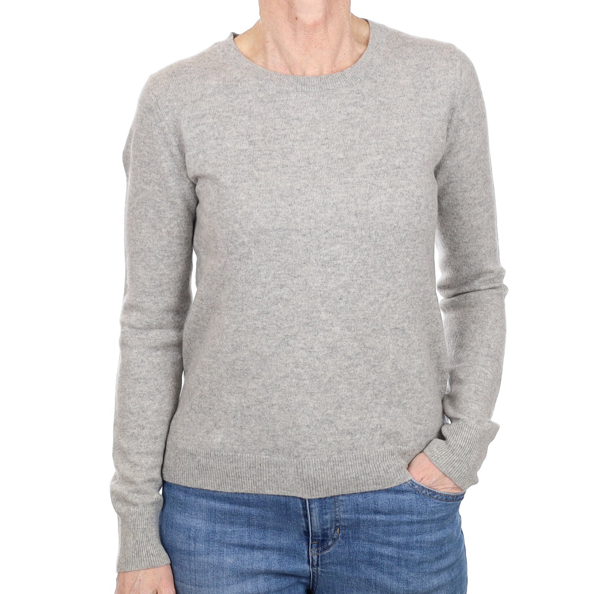 Smoke Grey Cashmere Crew Neck Jumper Small