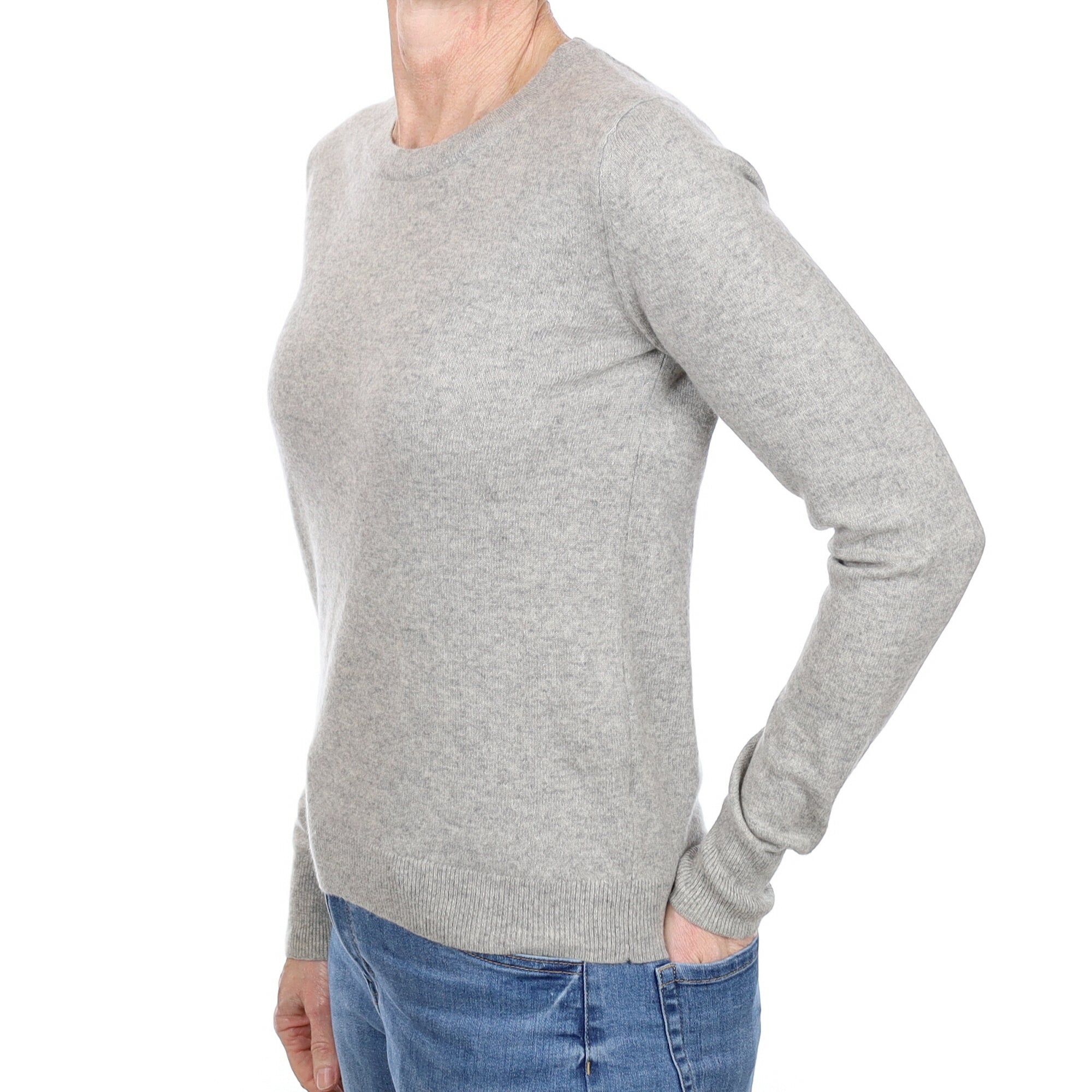 Smoke Grey Cashmere Crew Neck Jumper Small