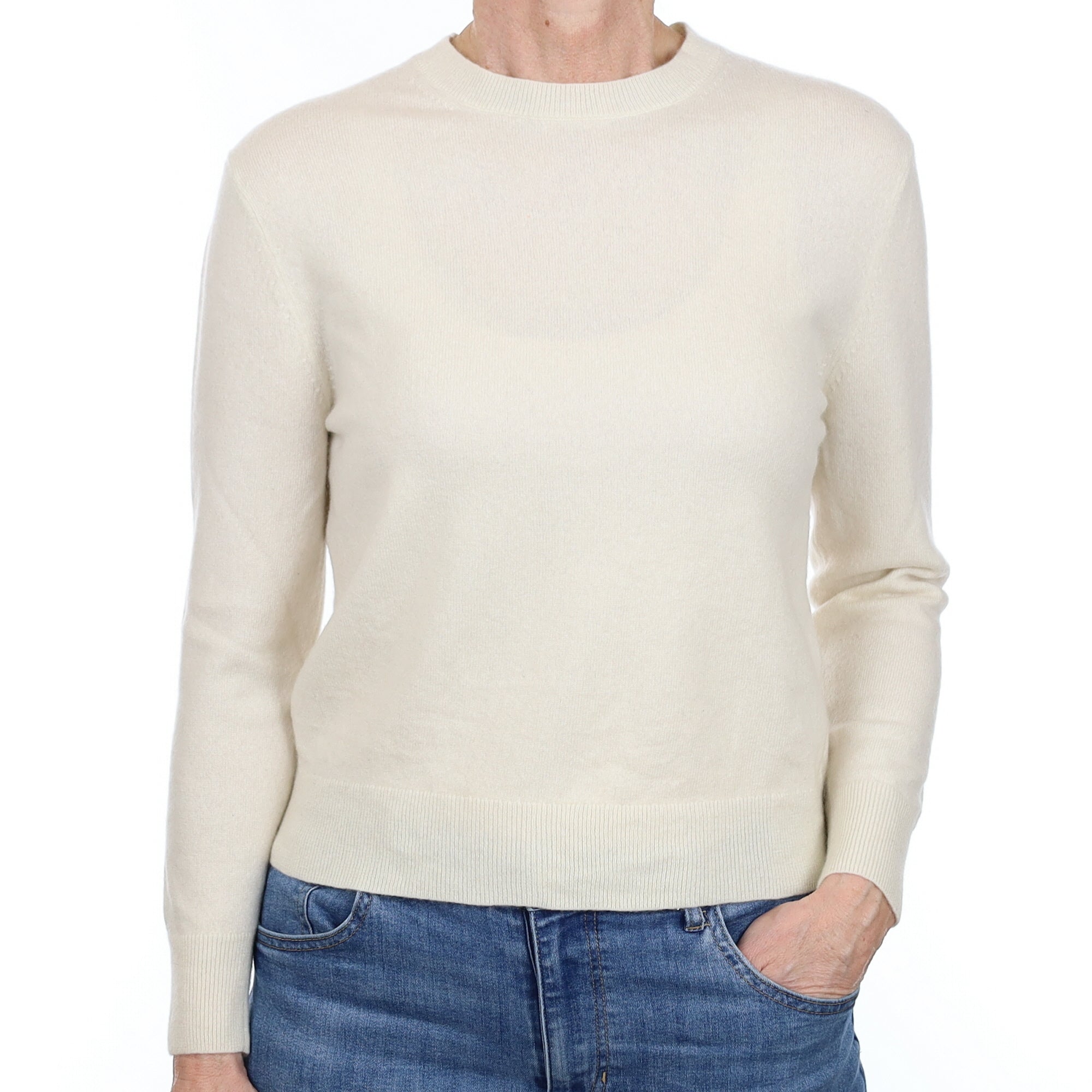 Ivory Cashmere Crew Neck Jumper Small