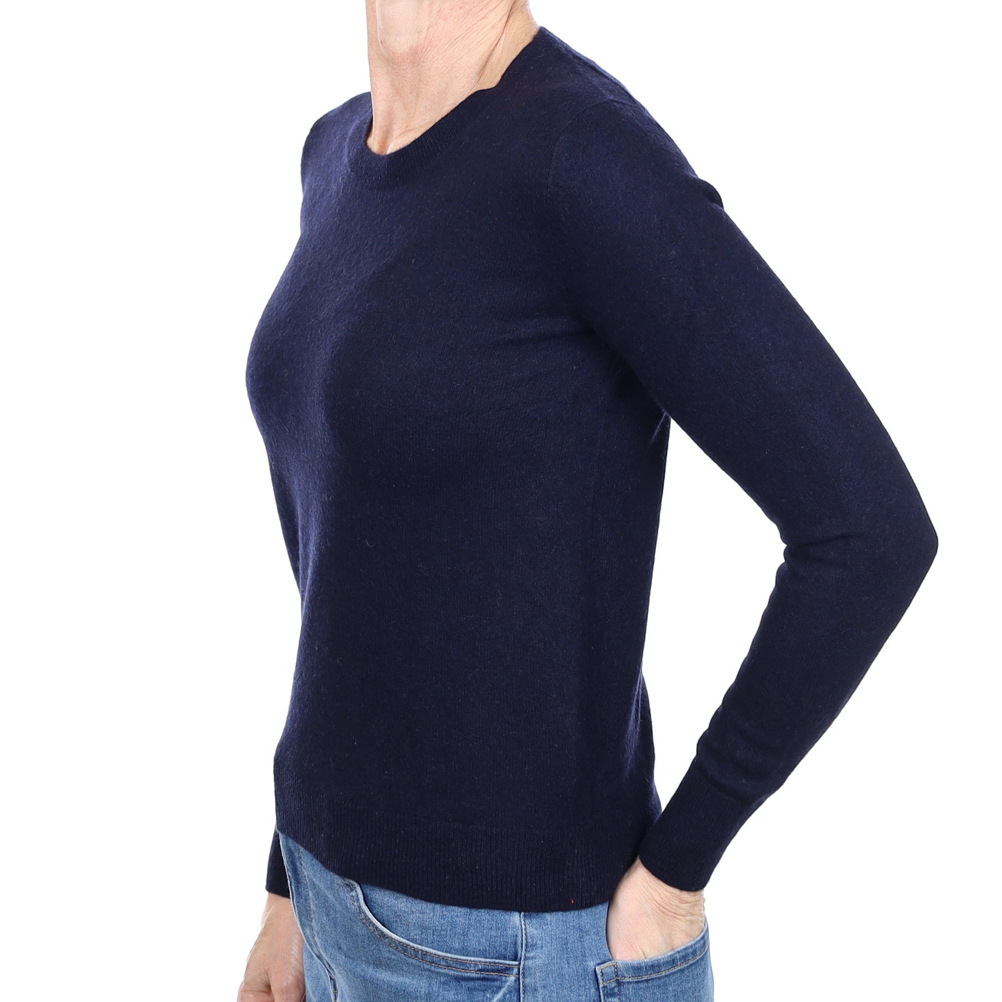 Navy Blue Cashmere Crew Neck Jumper Small