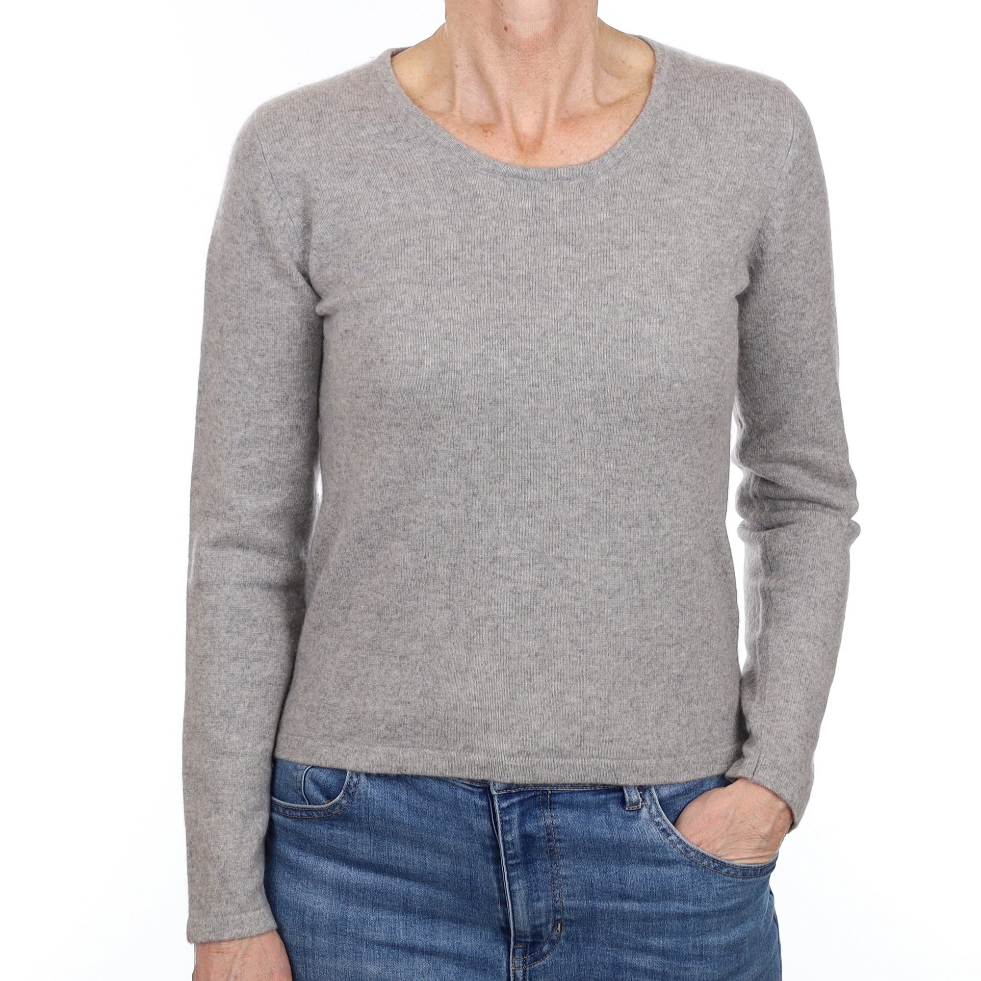 Smoke Grey Cashmere Crew Neck Jumper Small