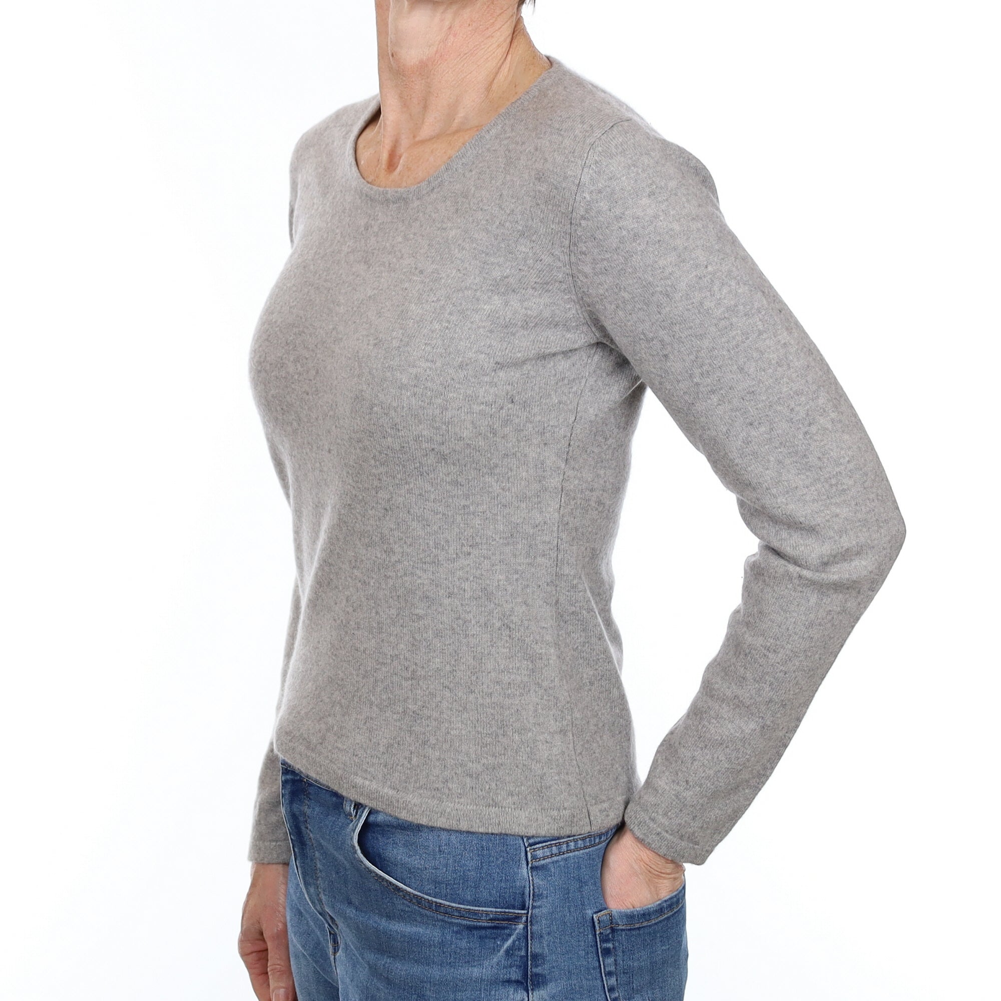 Smoke Grey Cashmere Crew Neck Jumper Small