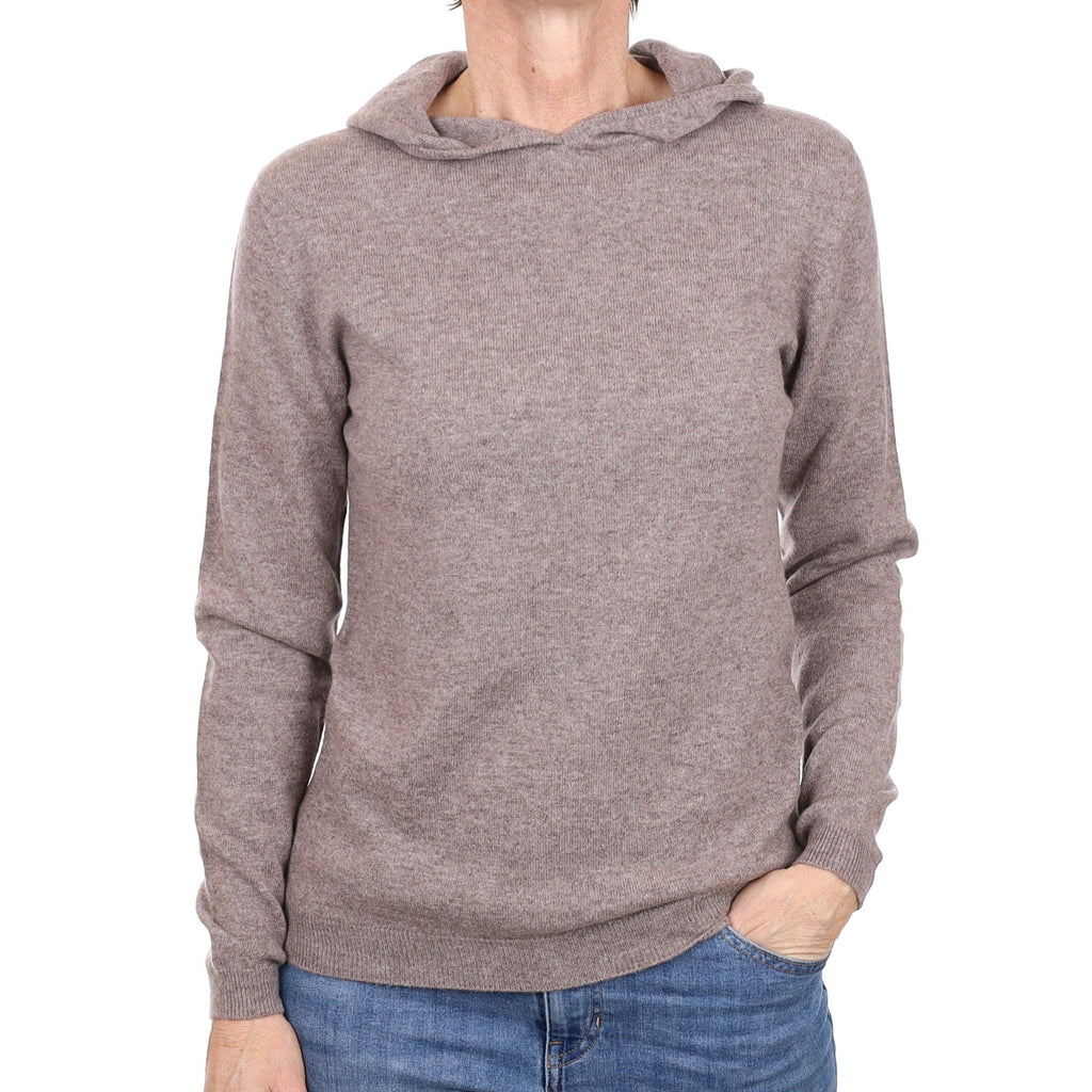 Brand New Scottish Mink Brown Cashmere Hoodie Small