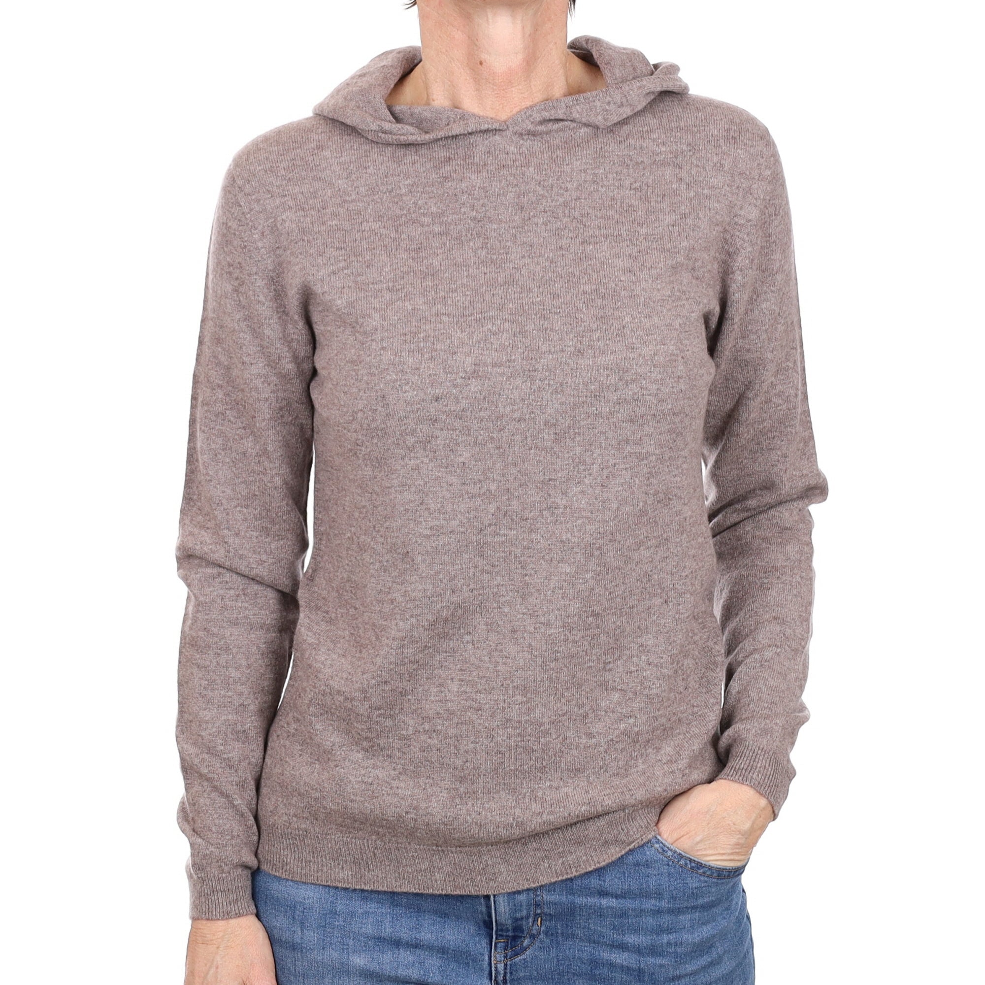Brand New Scottish Mink Brown Cashmere Hoodie Small