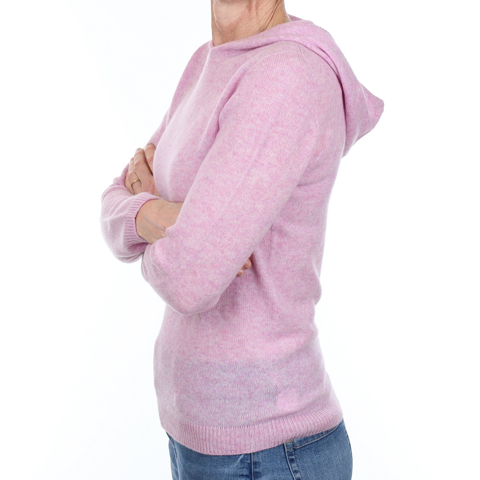 Brand New Scottish Mauve Pink Cashmere Hoodie Small