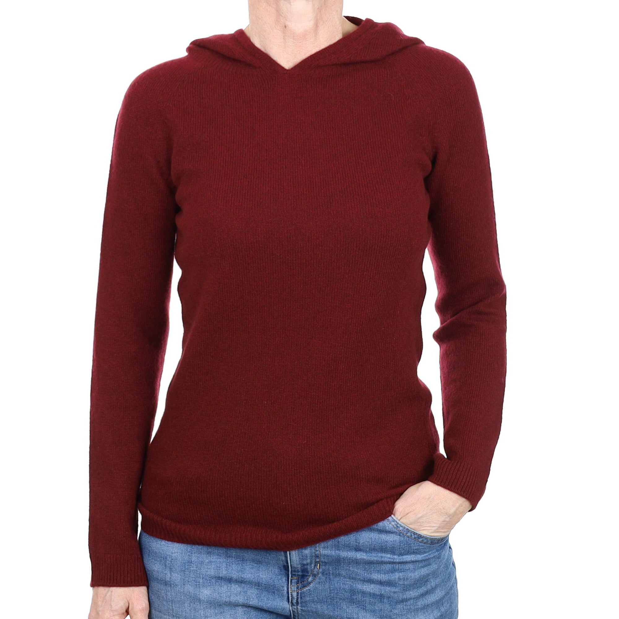Brand New Scottish Maroon Red Cashmere Hoodie Small