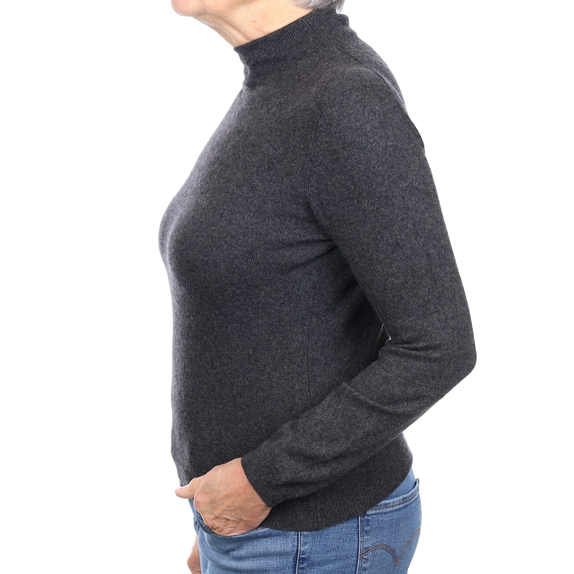 Charcoal Grey Cashmere Turtle Neck Jumper Medium