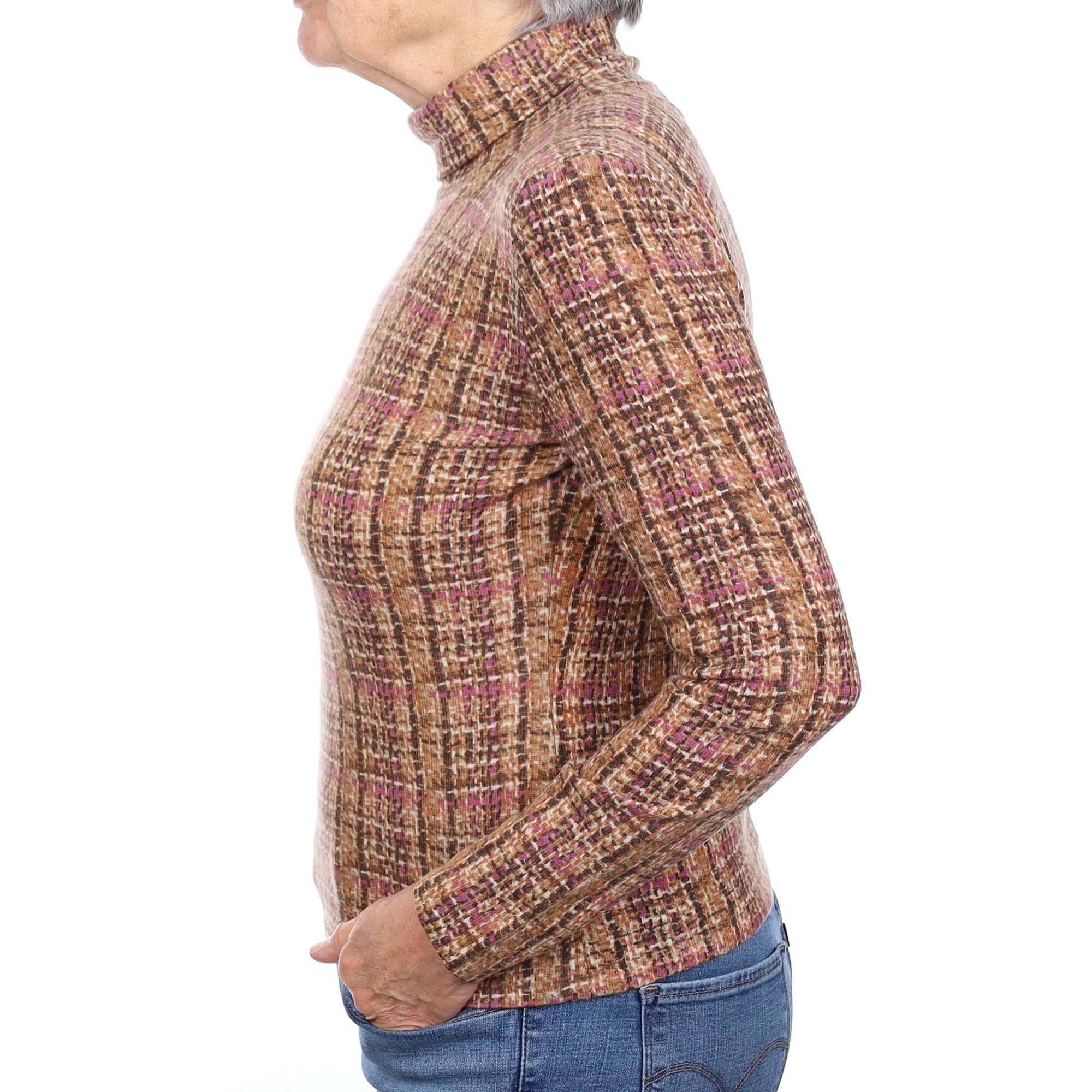 Neiman Marcus Patterned Cashmere Polo Neck Jumper Medium