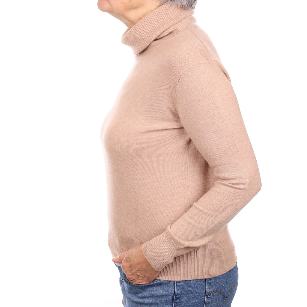 Nude Pink Cashmere Polo Neck Jumper Medium