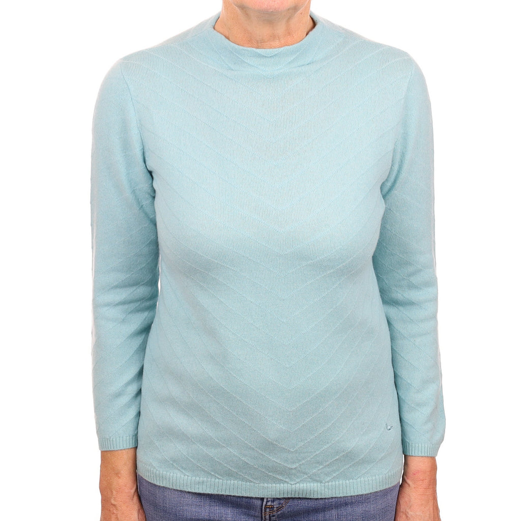 Mint Blue Cashmere Turtle Neck Jumper Medium