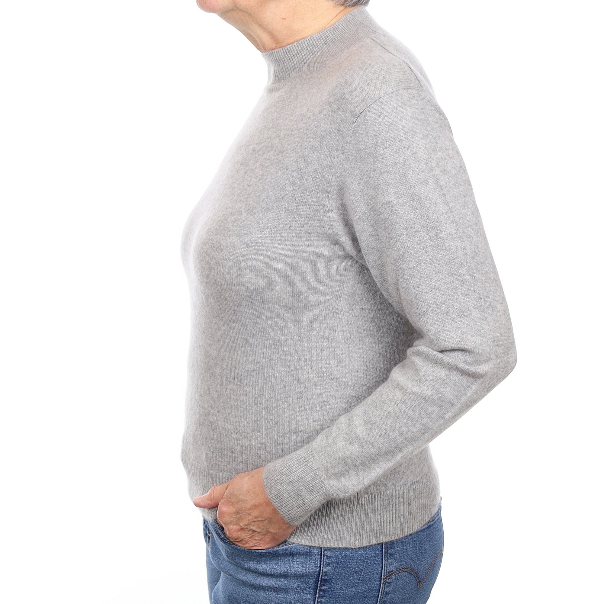 Smoke Grey Cashmere Turtle Neck Jumper Medium