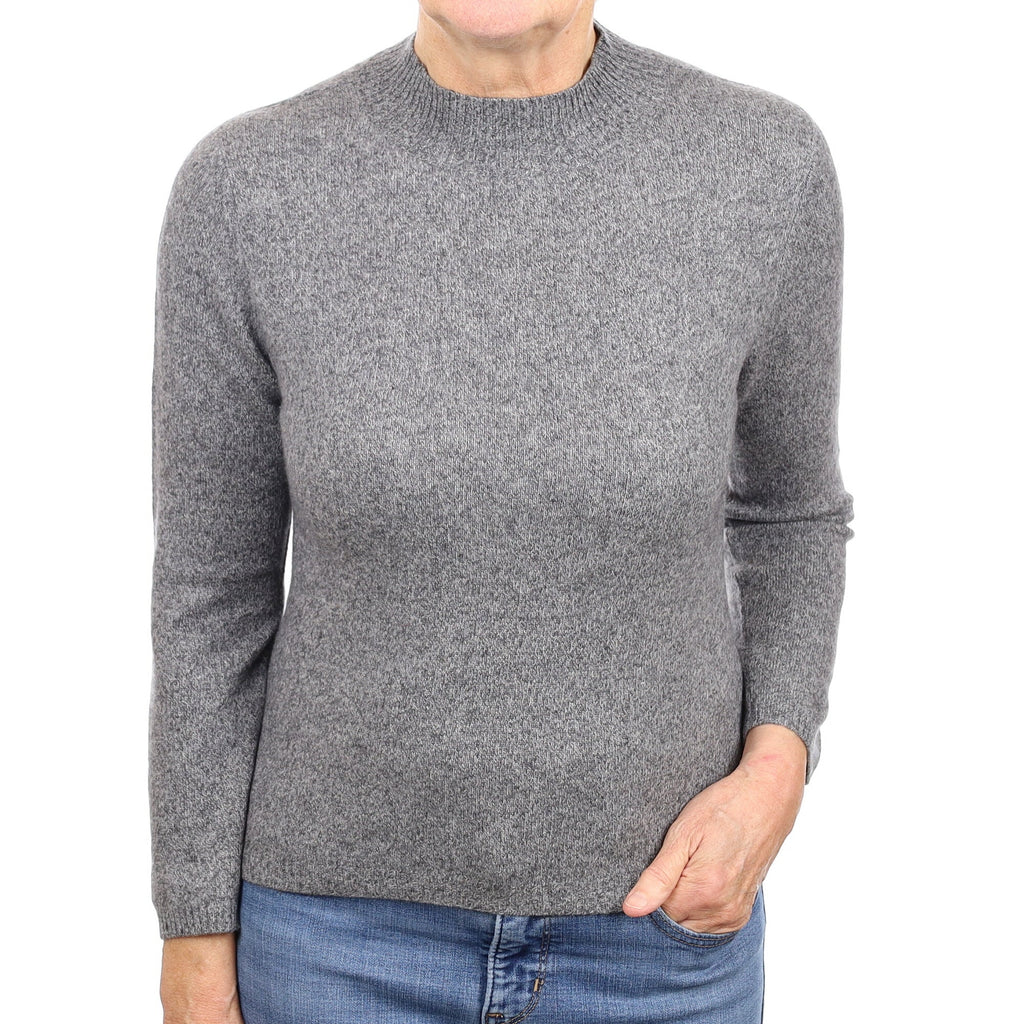 Slate Grey Marl Cashmere Turtle Neck Jumper Medium