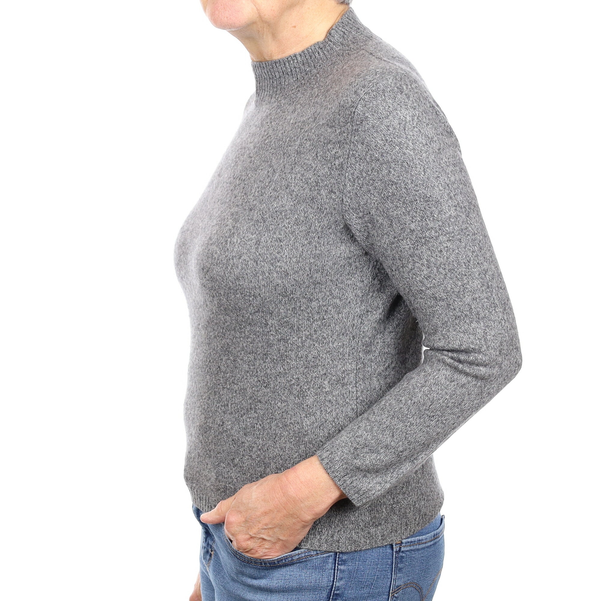 Slate Grey Marl Cashmere Turtle Neck Jumper Medium