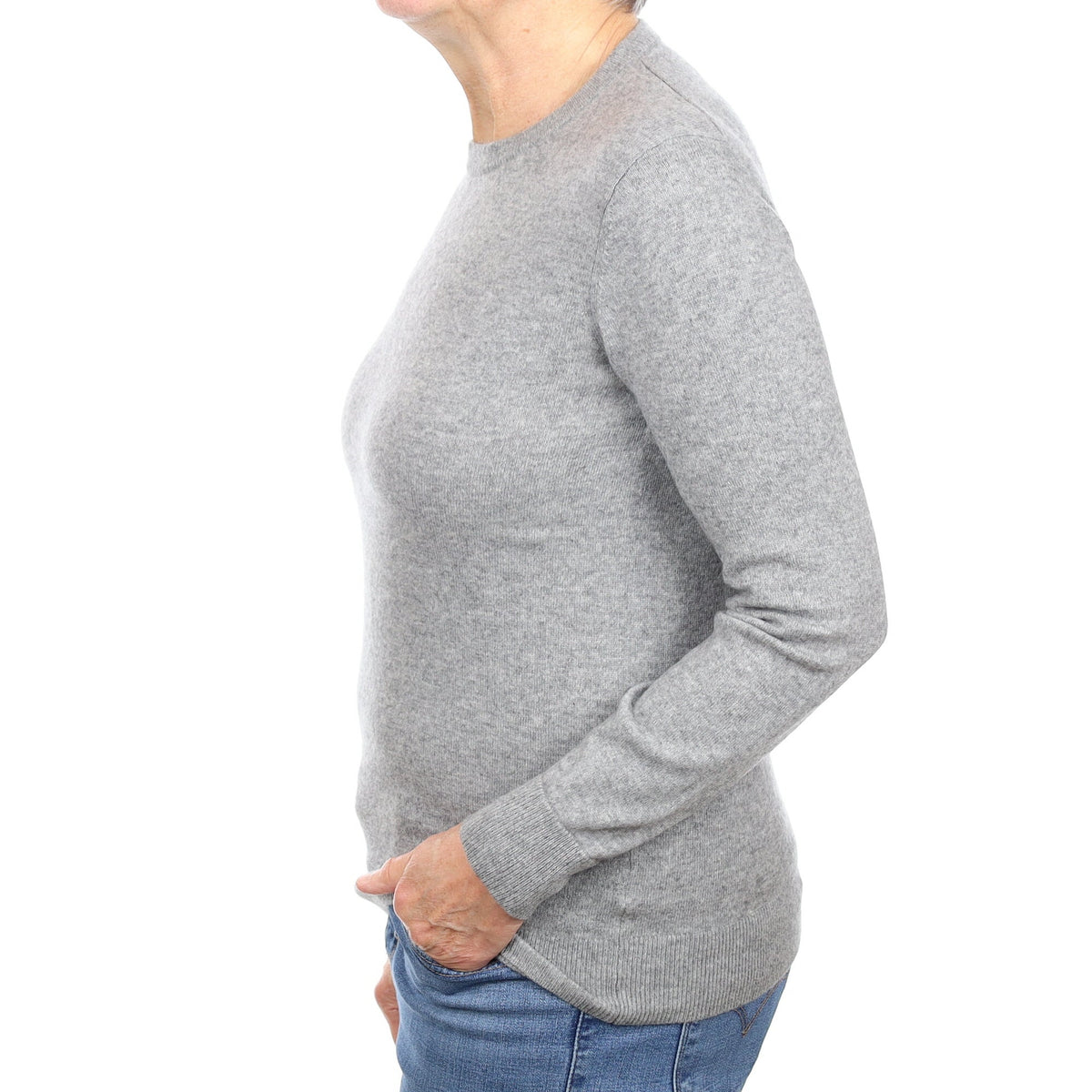 Ash Grey Cashmere Crew Neck Jumper Medium