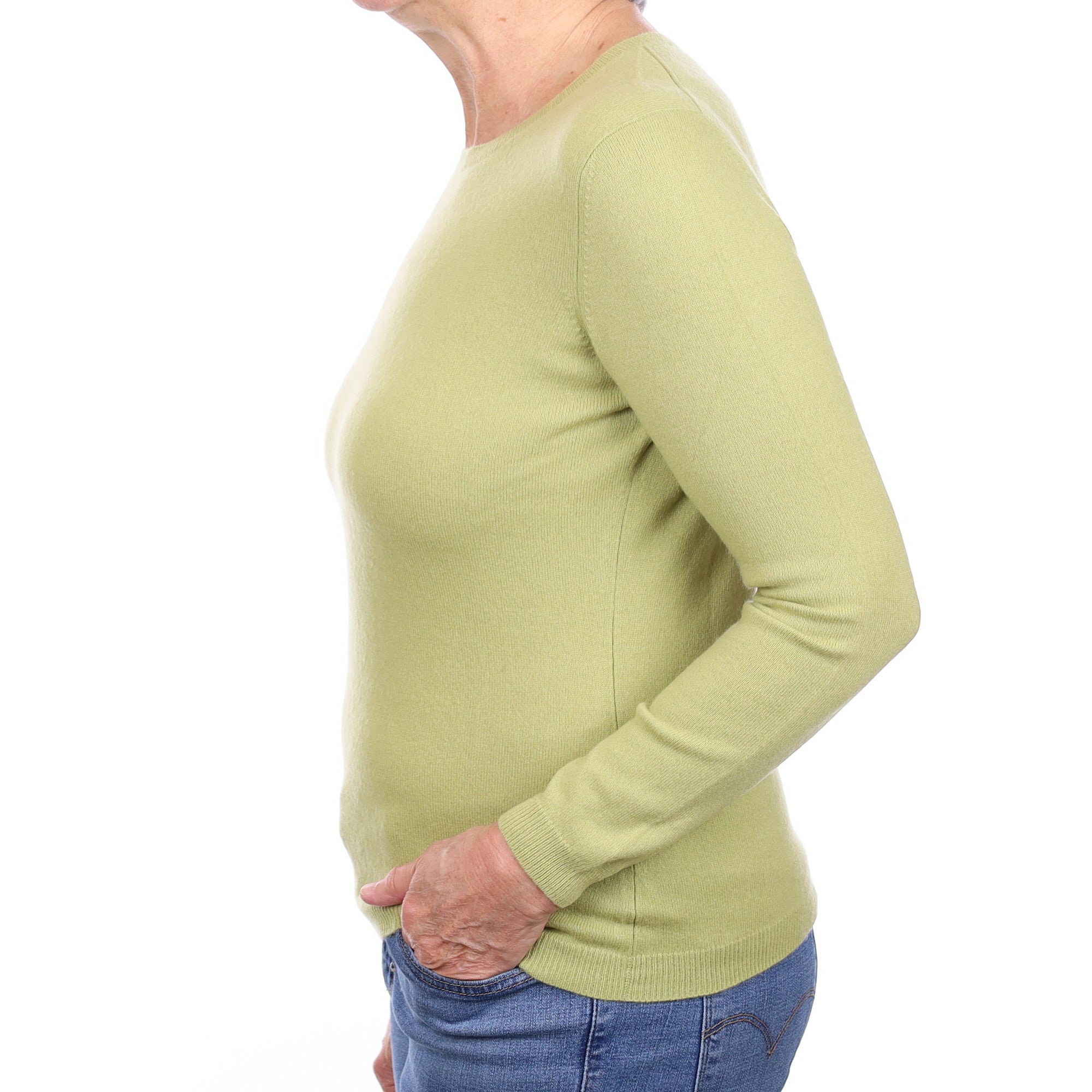 Pistachio Green Cashmere Crew Neck Jumper Medium