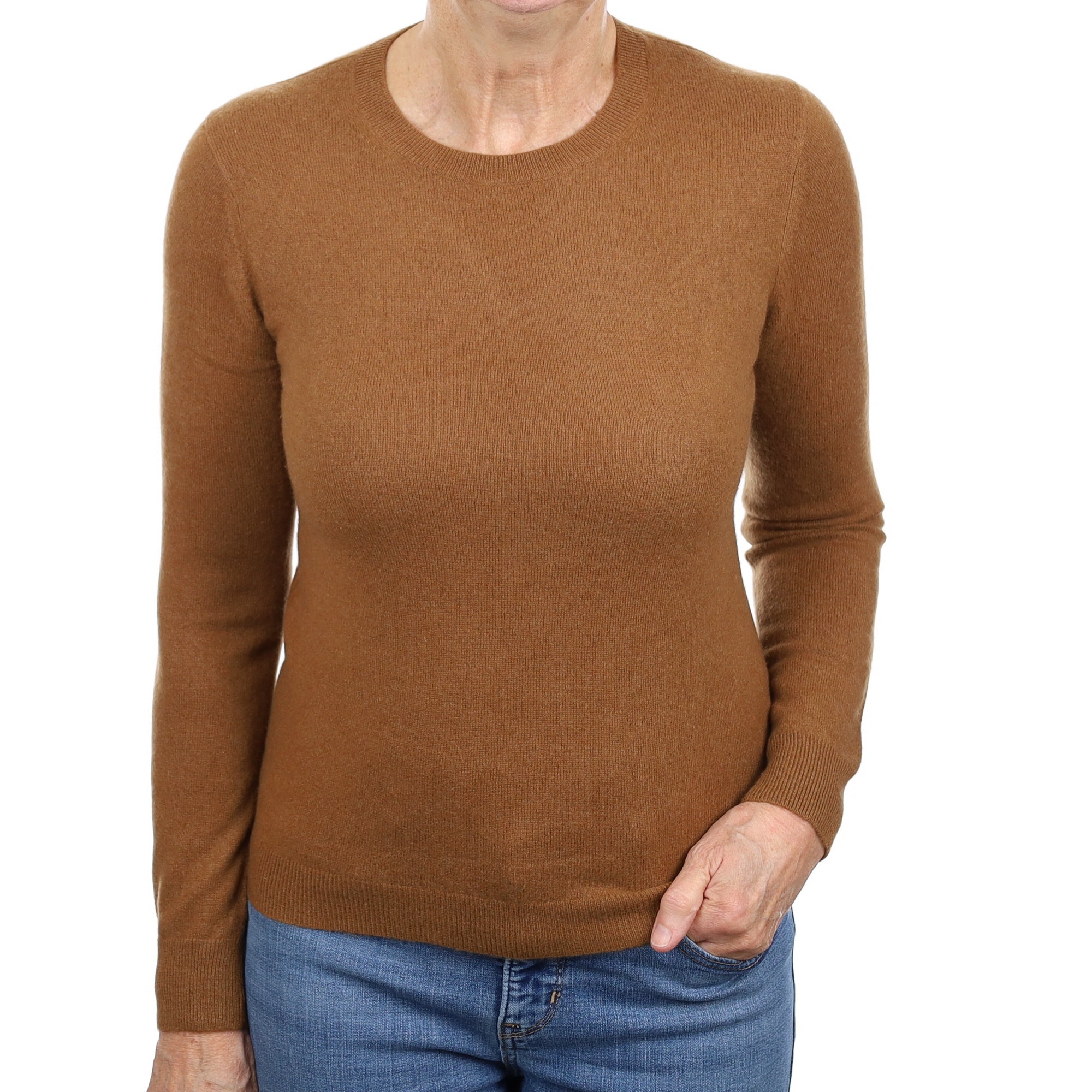 Russet Brown Cashmere Crew Neck Jumper Medium