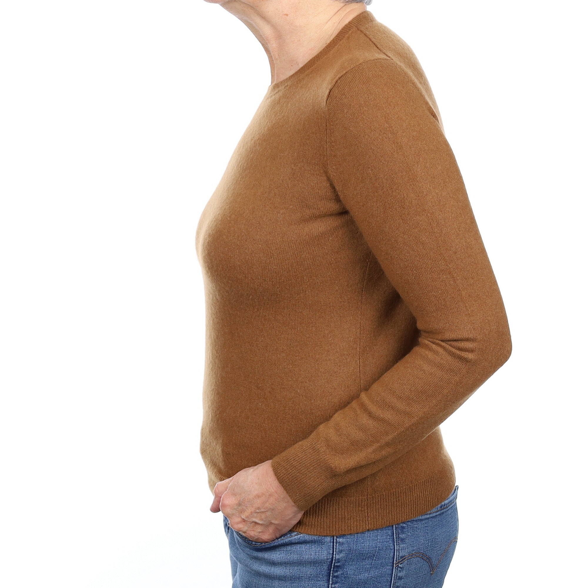 Russet Brown Cashmere Crew Neck Jumper Medium