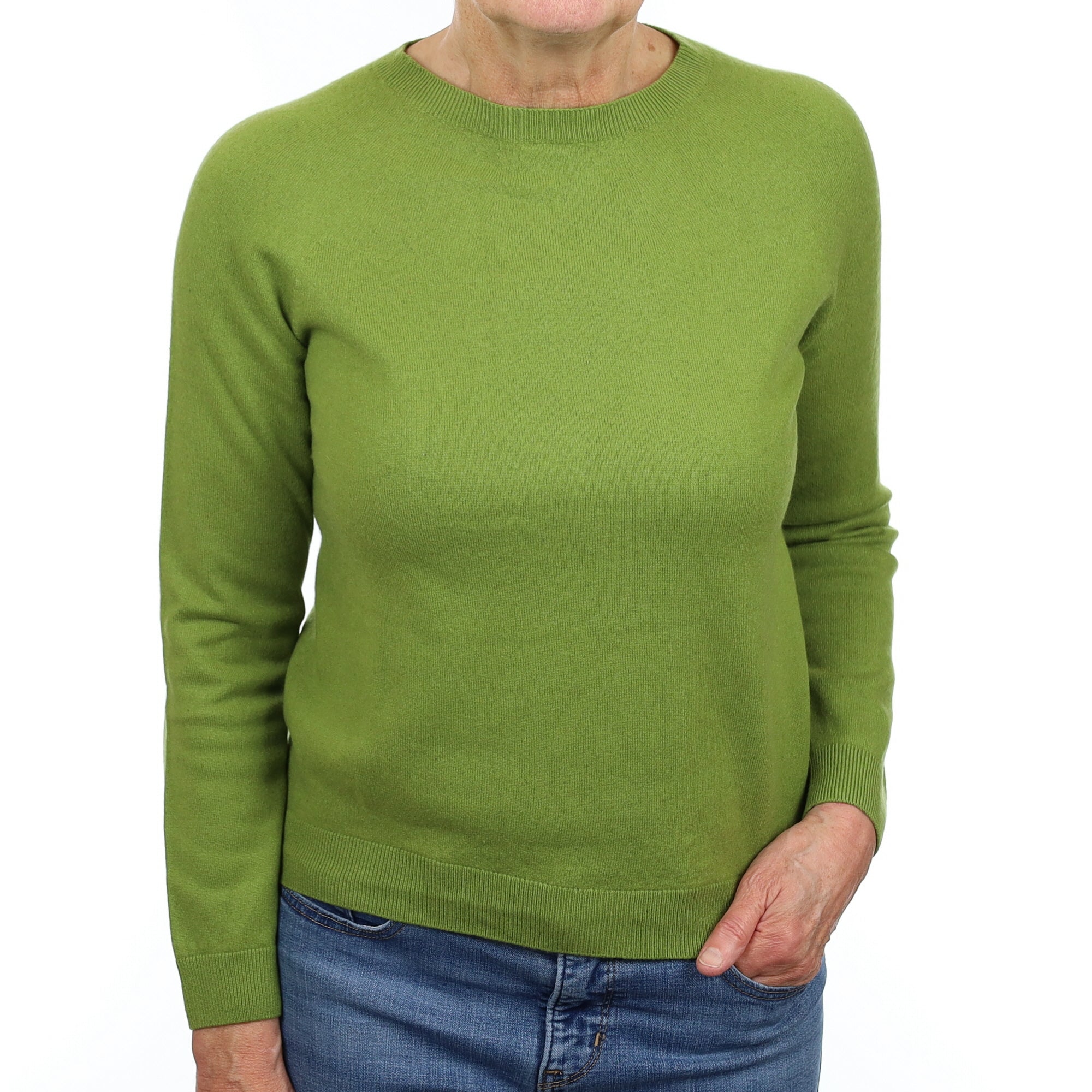 Fern Green Cashmere Crew Neck Jumper Medium